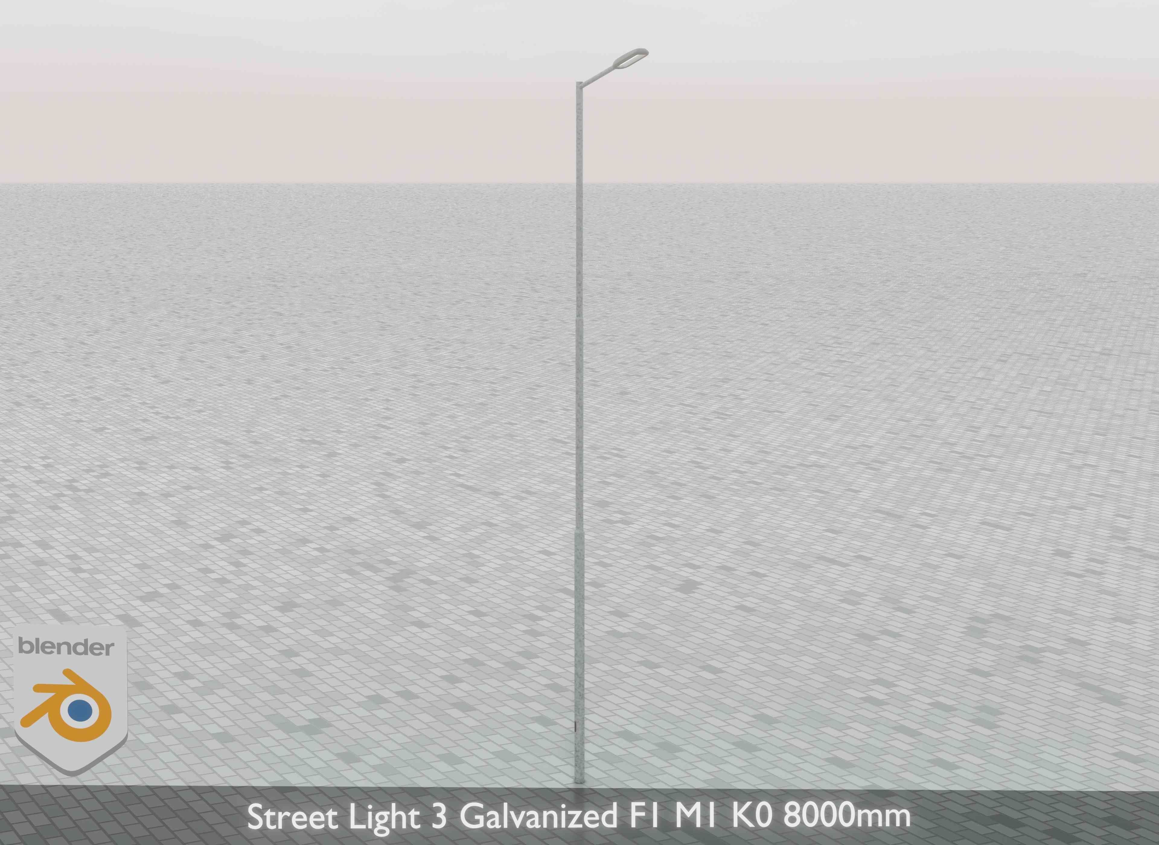 Street Light 3 Galvanized F1 M1 K0 8000mm Low-poly 3D model_30