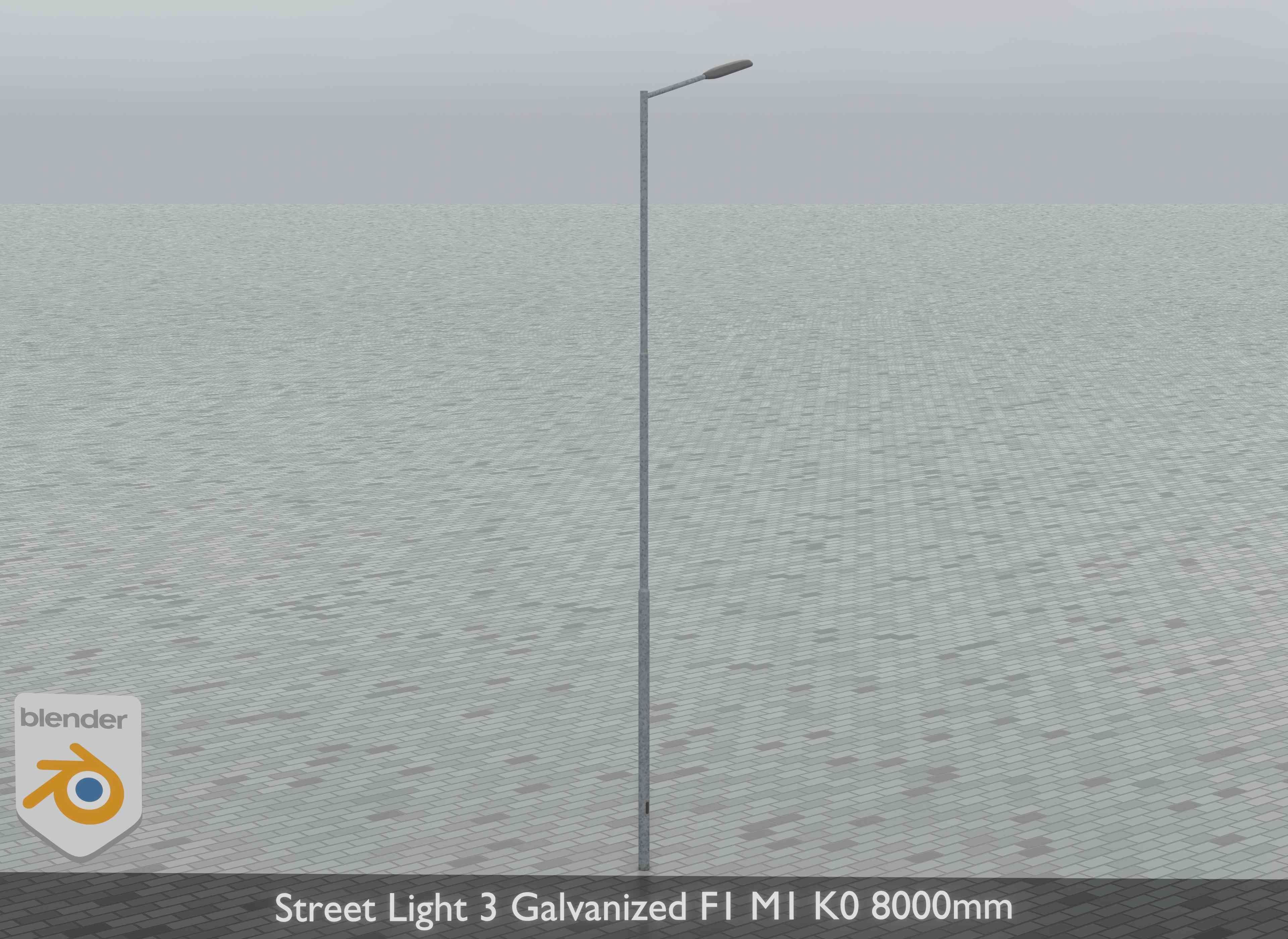 Street Light 3 Galvanized F1 M1 K0 8000mm Low-poly 3D model_7
