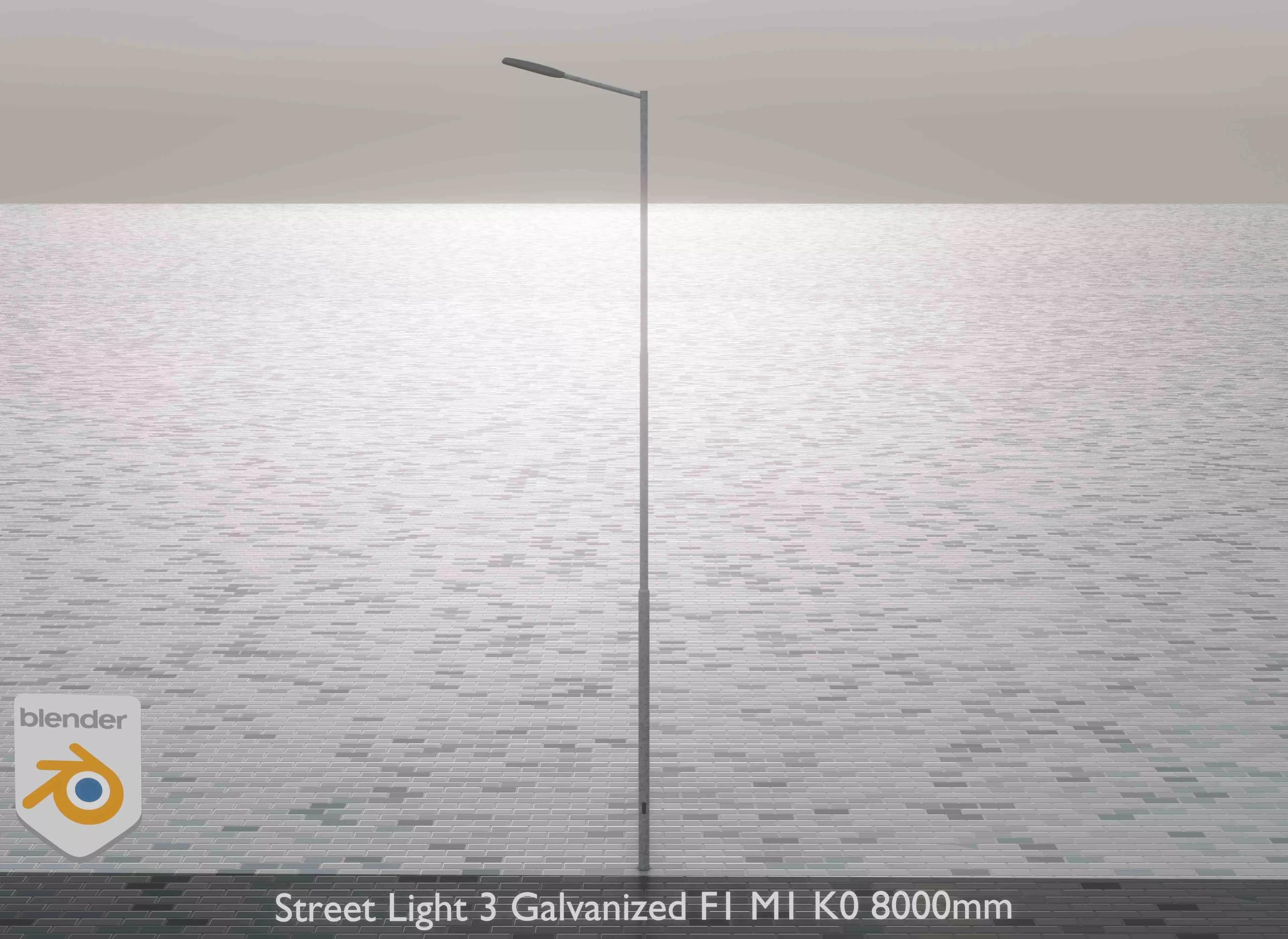 Street Light 3 Galvanized F1 M1 K0 8000mm Low-poly 3D model_0
