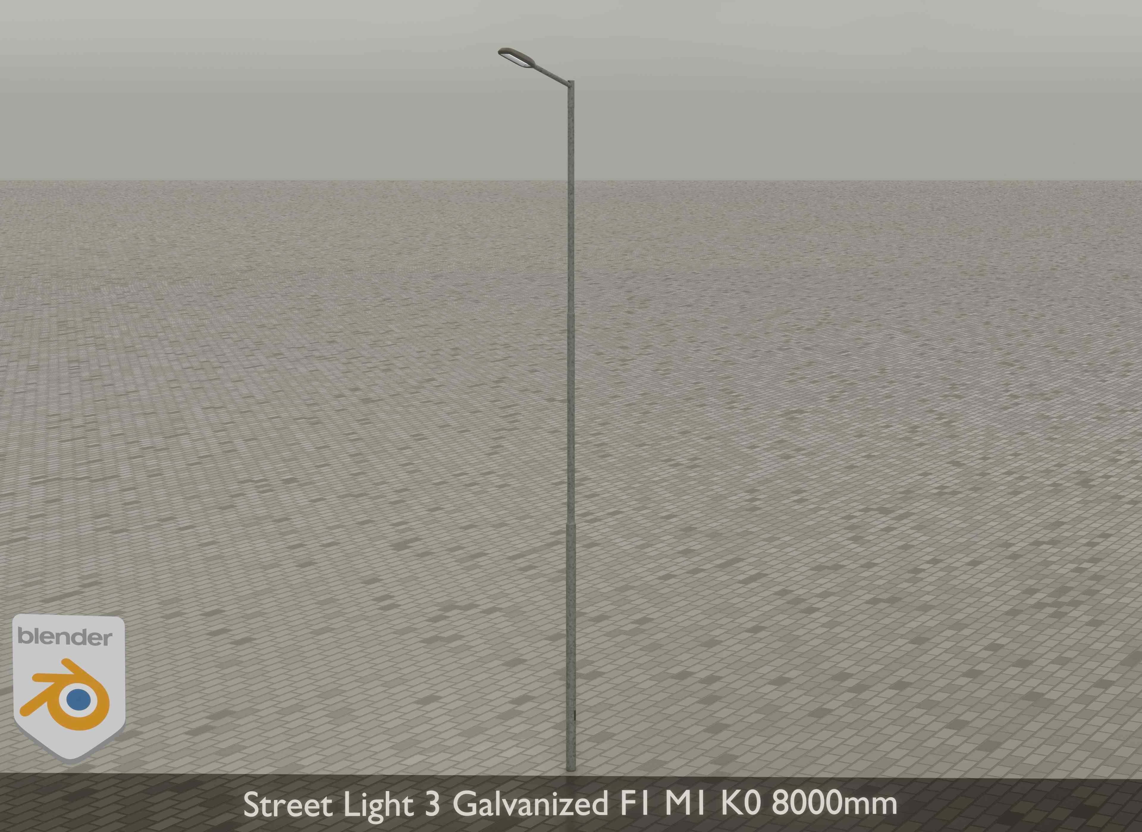 Street Light 3 Galvanized F1 M1 K0 8000mm Low-poly 3D model_15