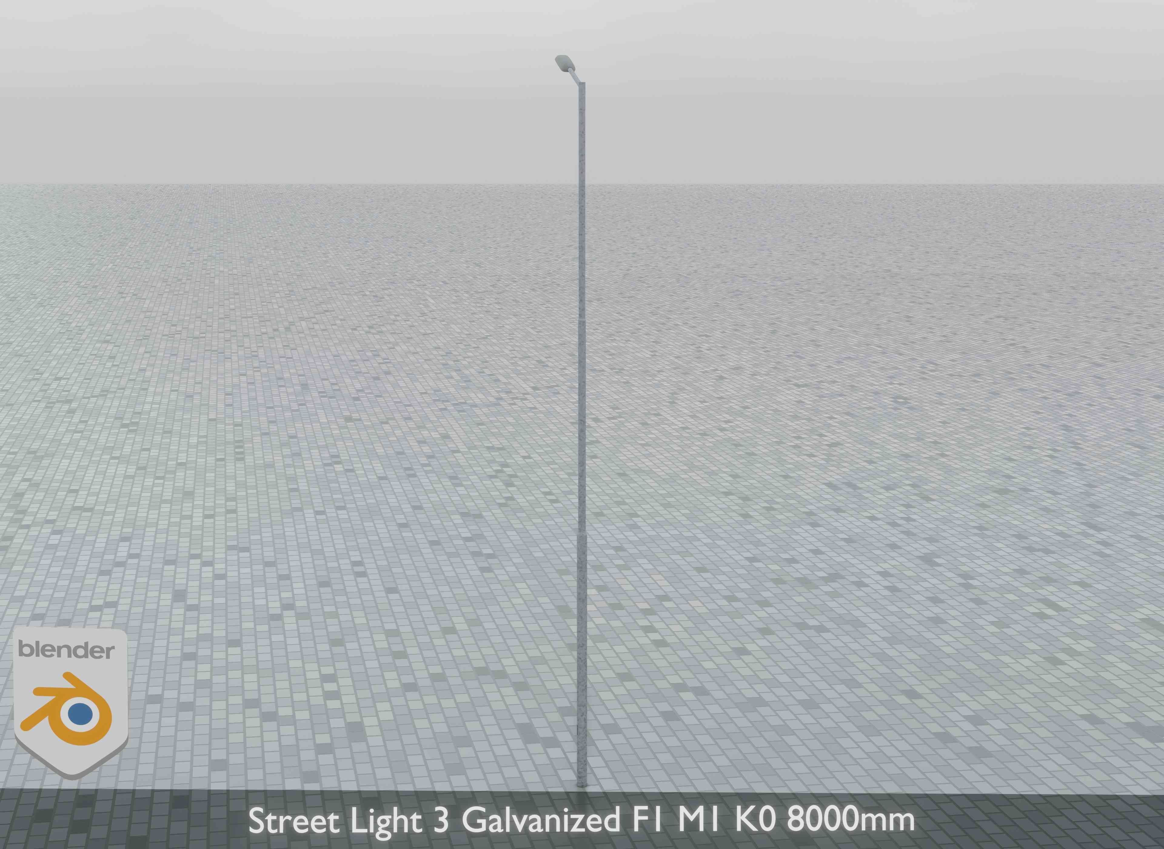 Street Light 3 Galvanized F1 M1 K0 8000mm Low-poly 3D model_4