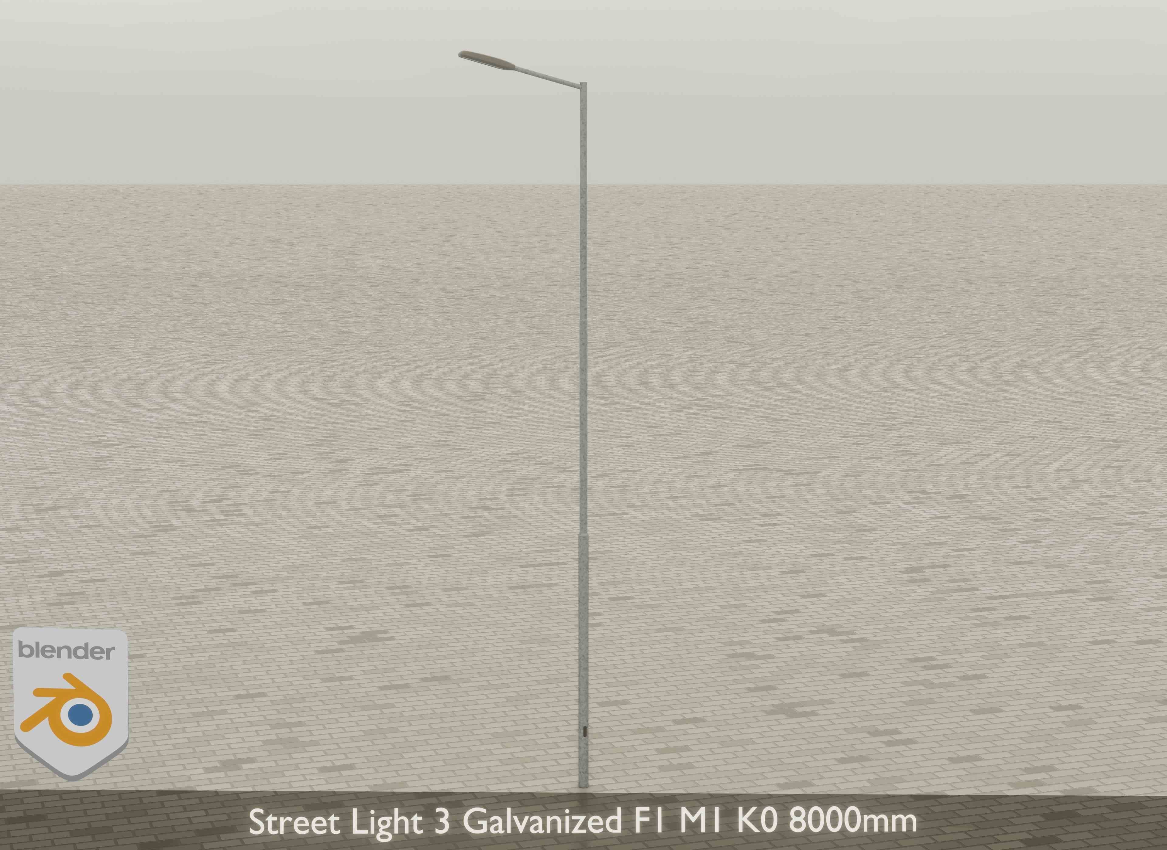 Street Light 3 Galvanized F1 M1 K0 8000mm Low-poly 3D model_17
