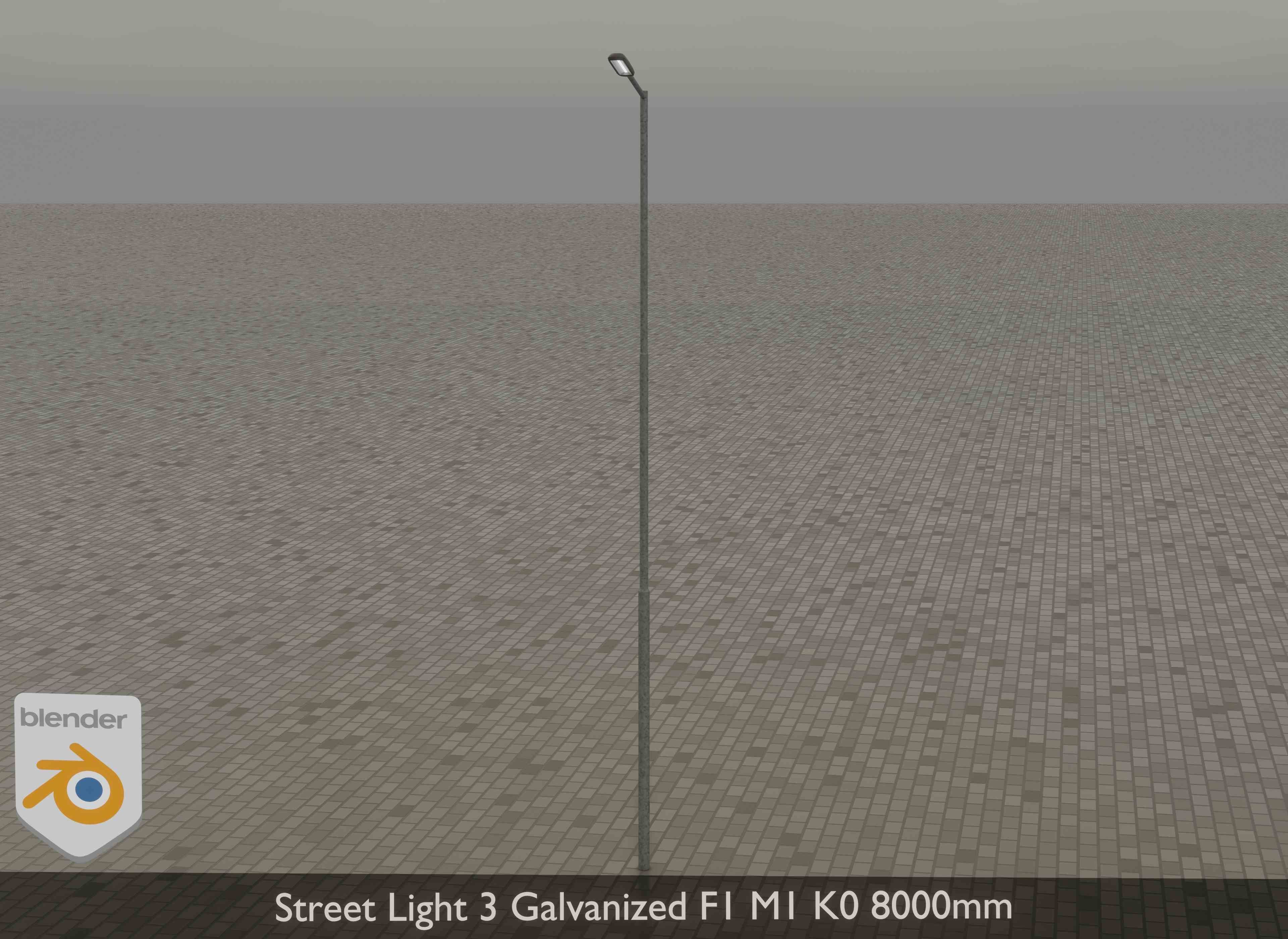 Street Light 3 Galvanized F1 M1 K0 8000mm Low-poly 3D model_14