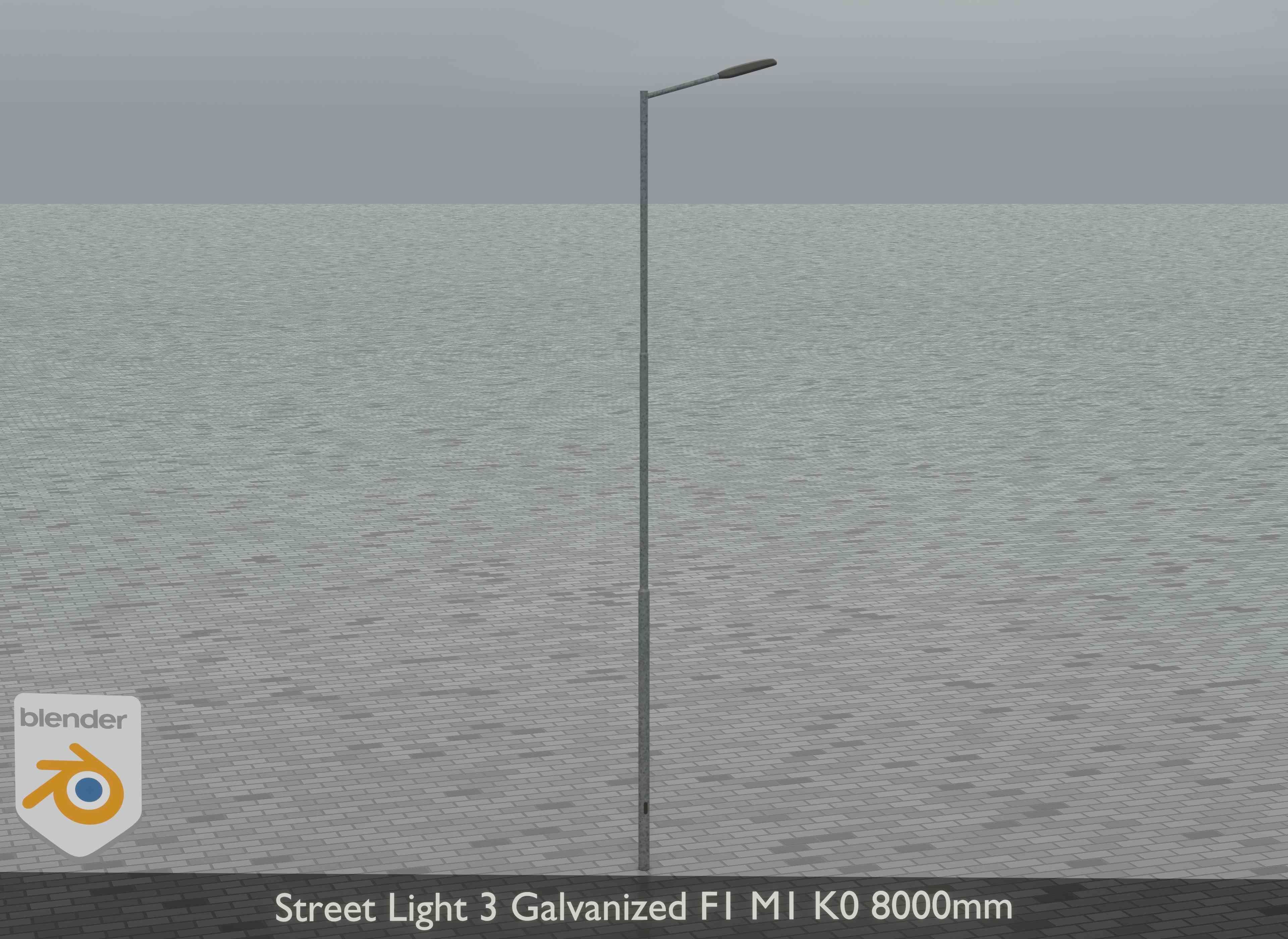 Street Light 3 Galvanized F1 M1 K0 8000mm Low-poly 3D model_8