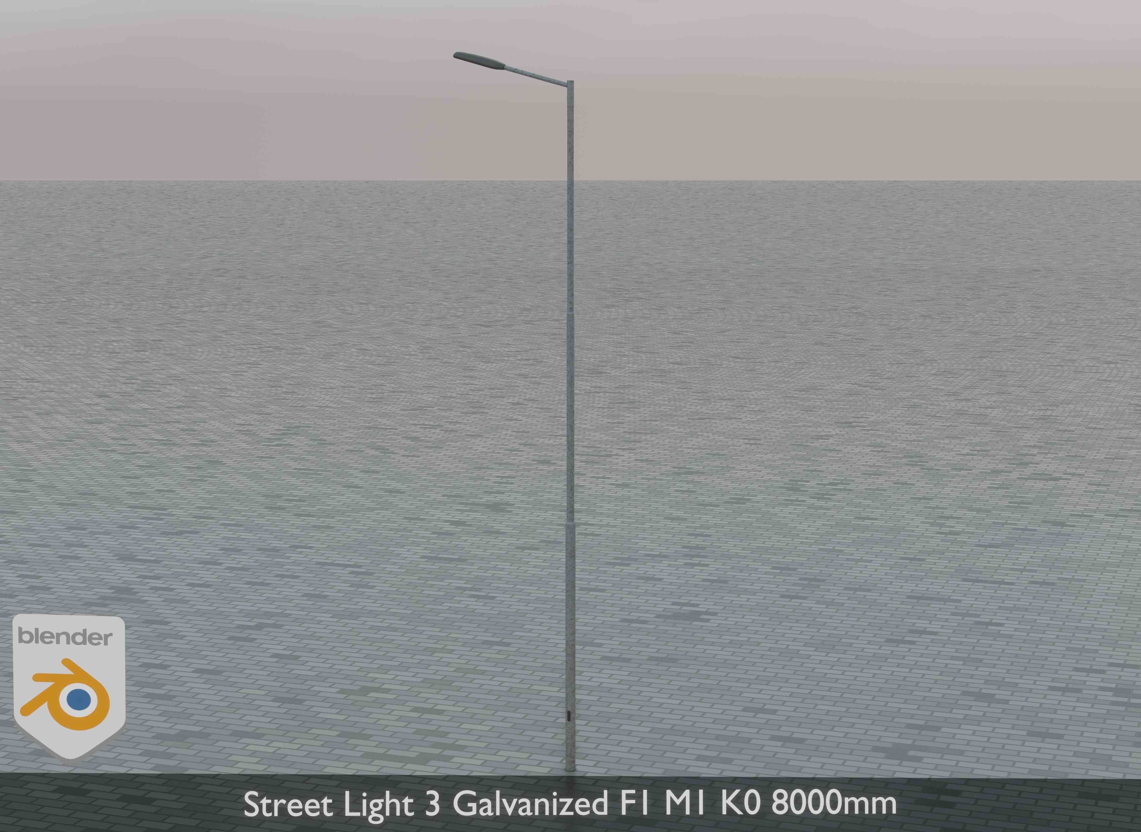 Street Light 3 Galvanized F1 M1 K0 8000mm Low-poly 3D model_1