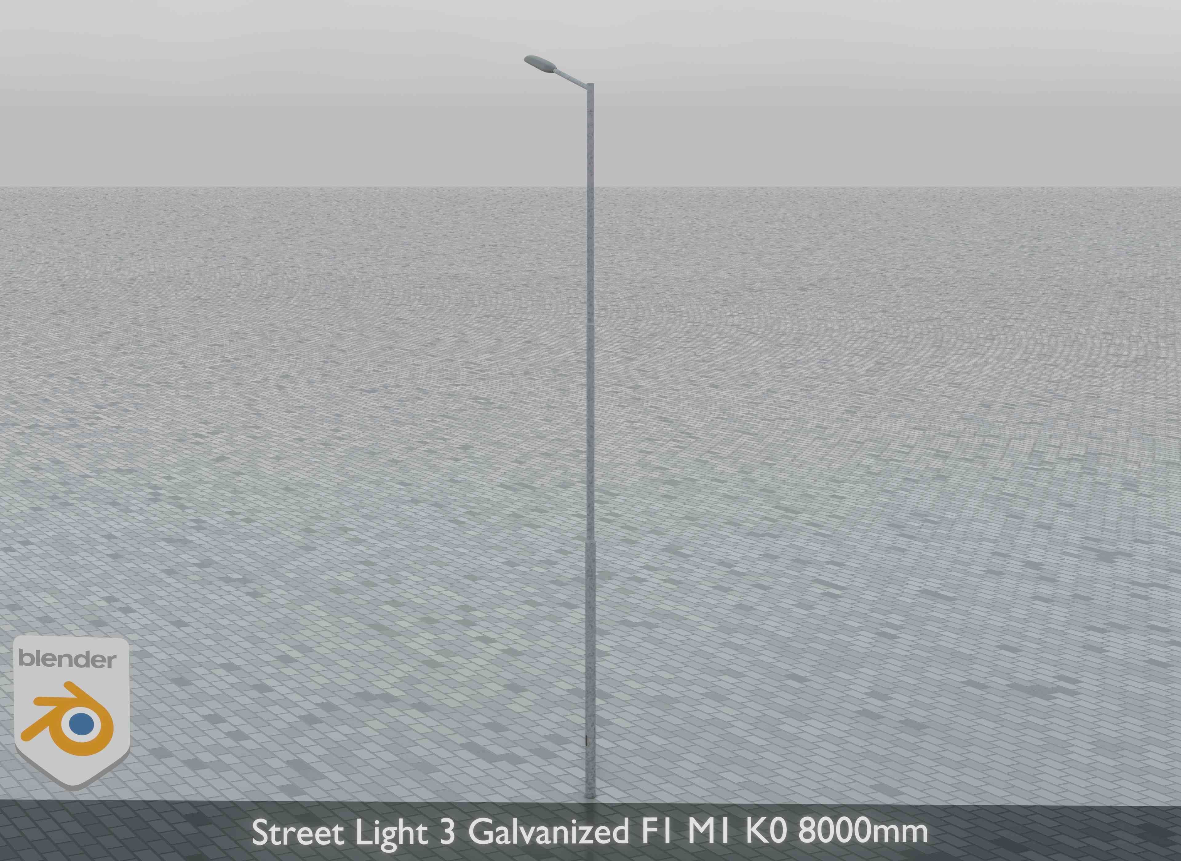 Street Light 3 Galvanized F1 M1 K0 8000mm Low-poly 3D model_3