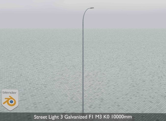 Street Light 3 Galvanized F1 M3 K0 10000mm Low-poly 3D model 7