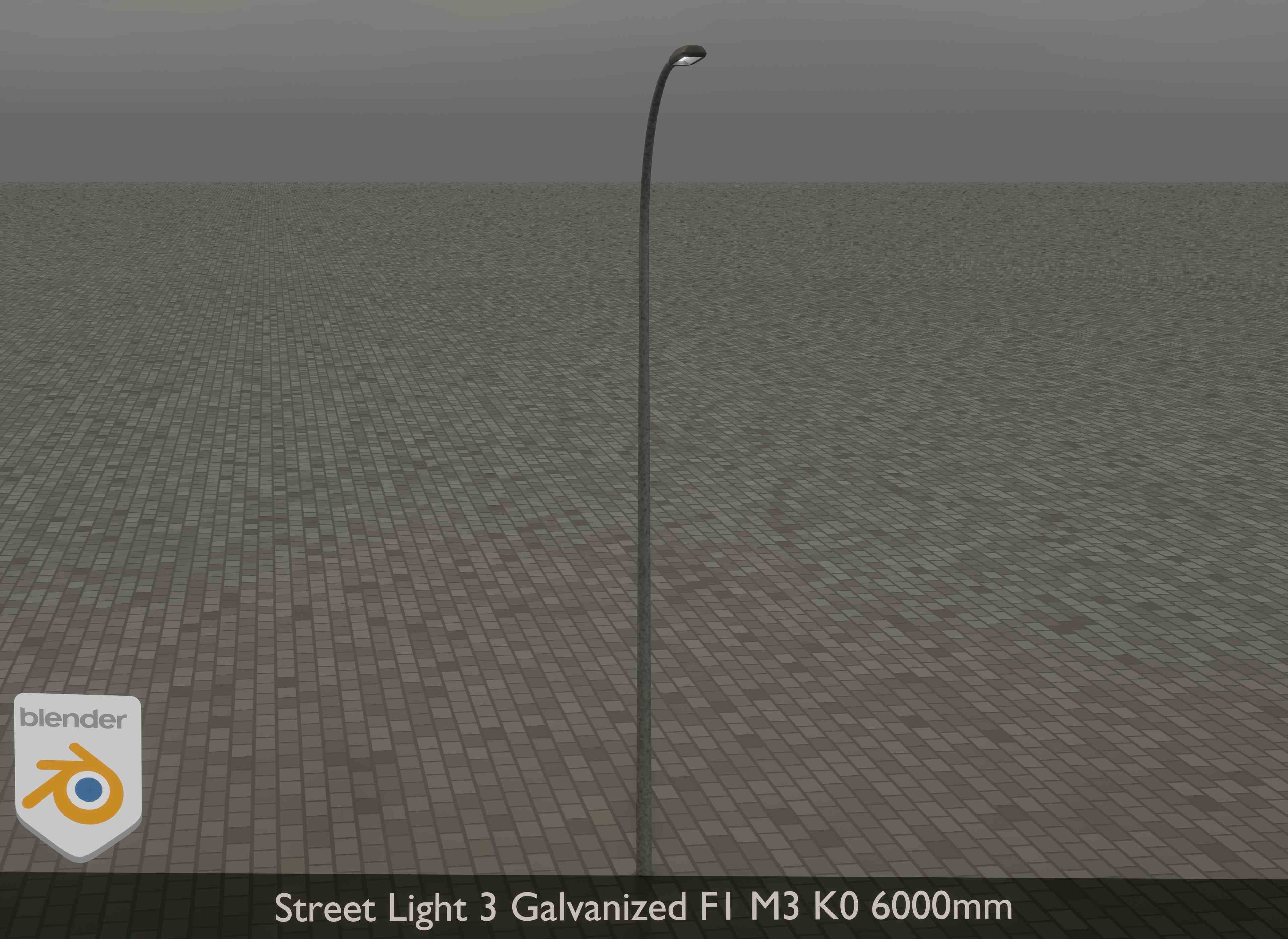 Street Light 3 Galvanized F1 M3 K0 6000mm Low-poly 3D model_13