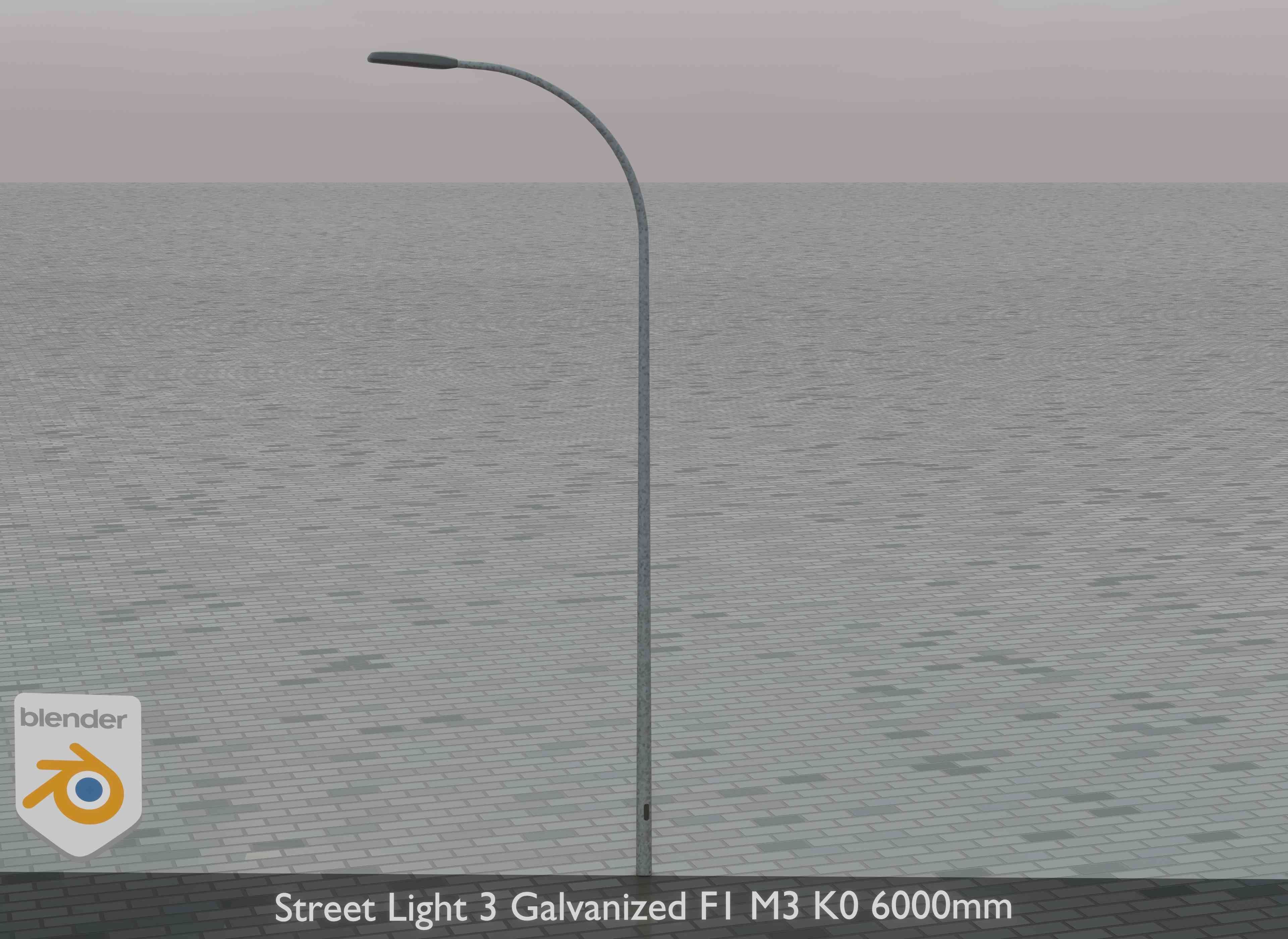 Street Light 3 Galvanized F1 M3 K0 6000mm Low-poly 3D model_35