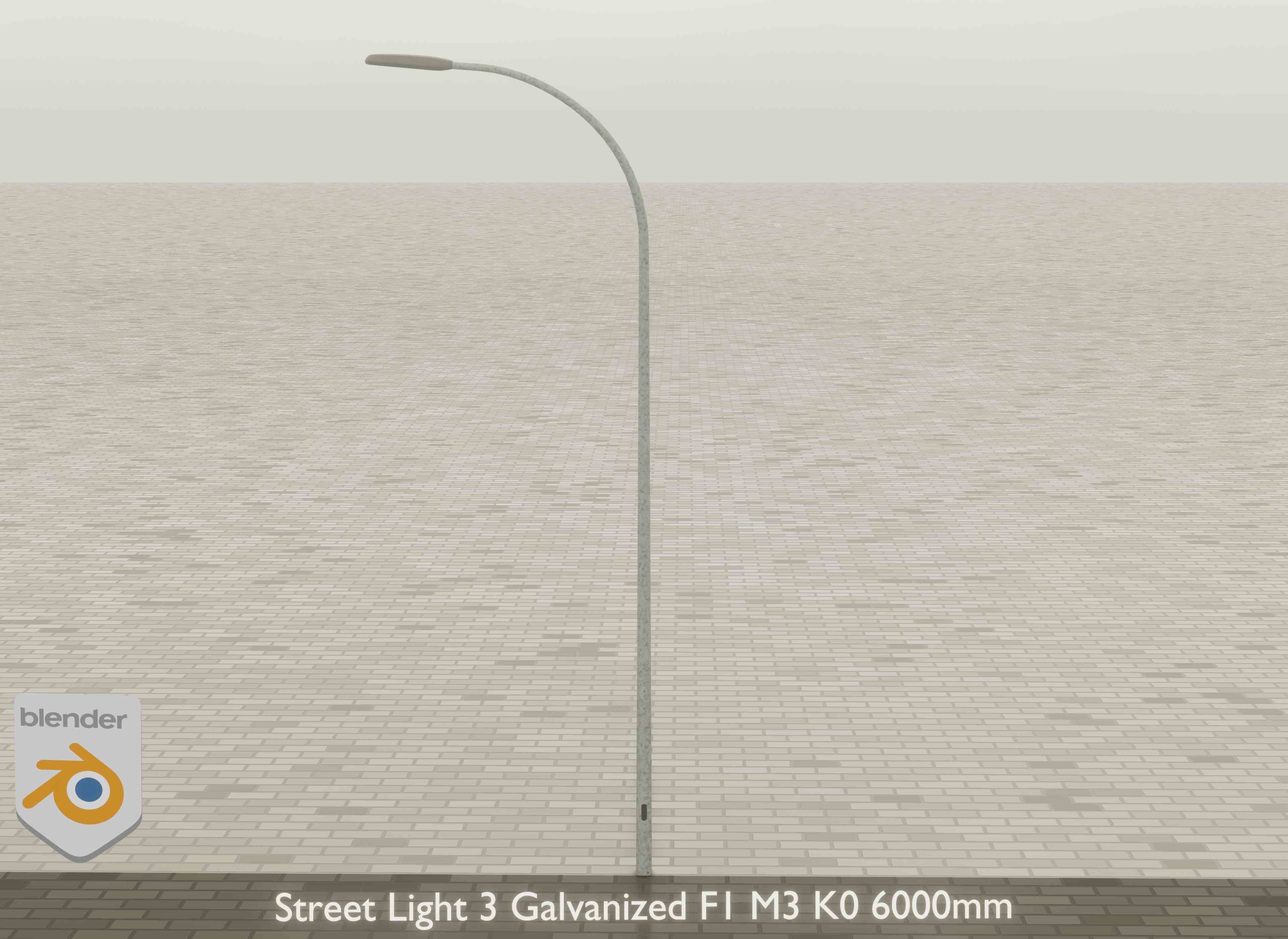 Street Light 3 Galvanized F1 M3 K0 6000mm Low-poly 3D model_18