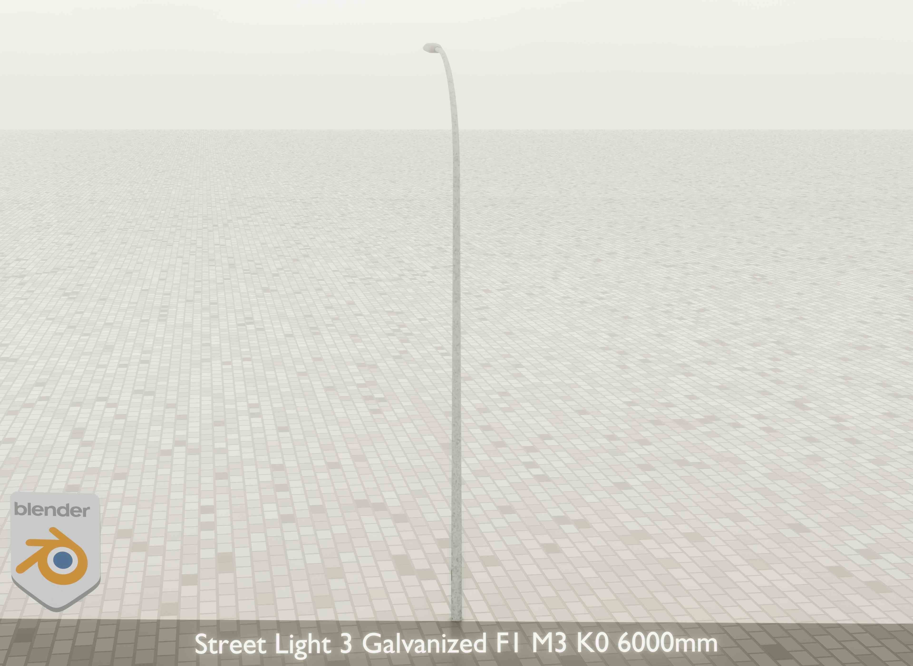 Street Light 3 Galvanized F1 M3 K0 6000mm Low-poly 3D model_22
