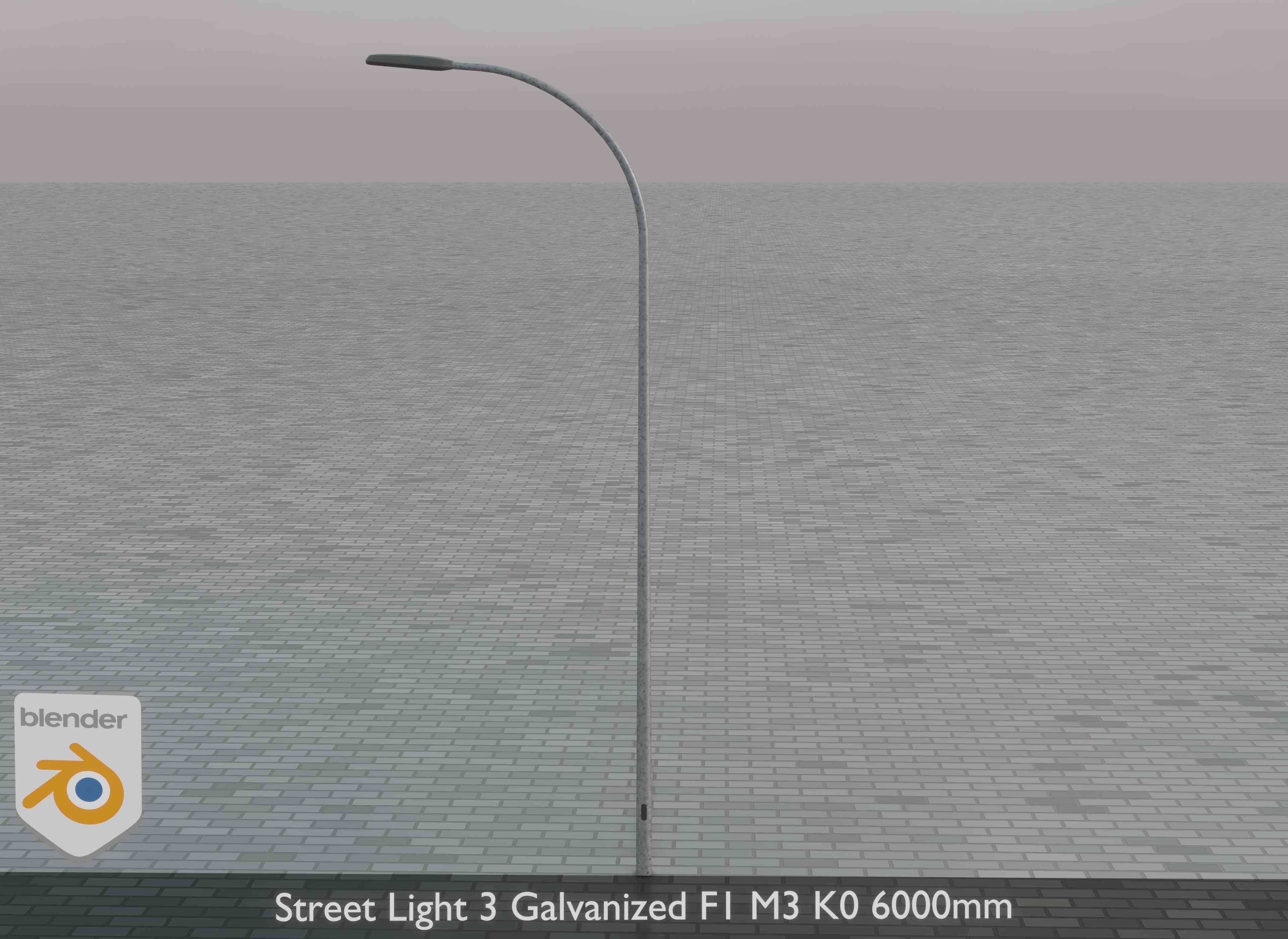 Street Light 3 Galvanized F1 M3 K0 6000mm Low-poly 3D model_36