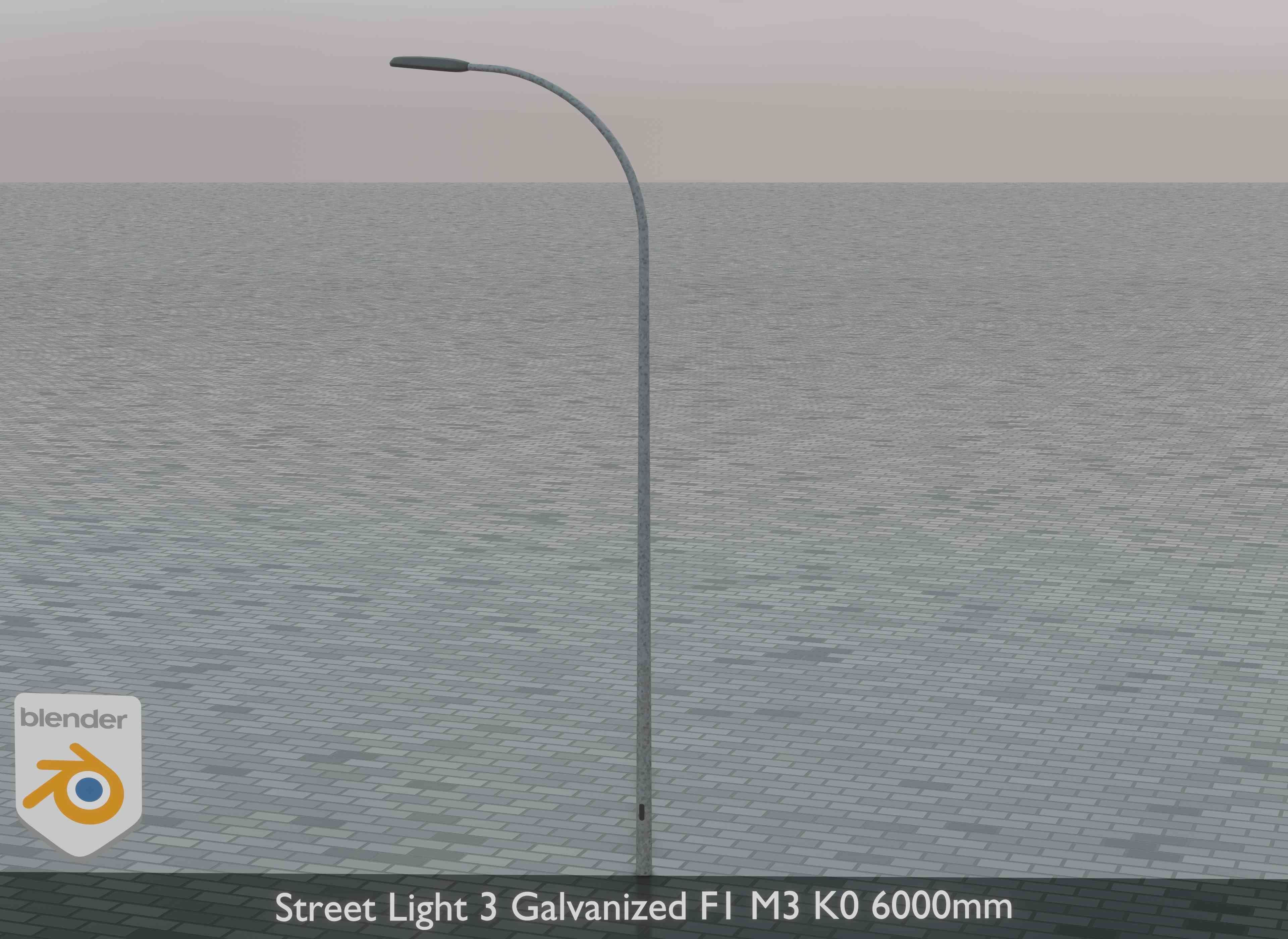 Street Light 3 Galvanized F1 M3 K0 6000mm Low-poly 3D model_2