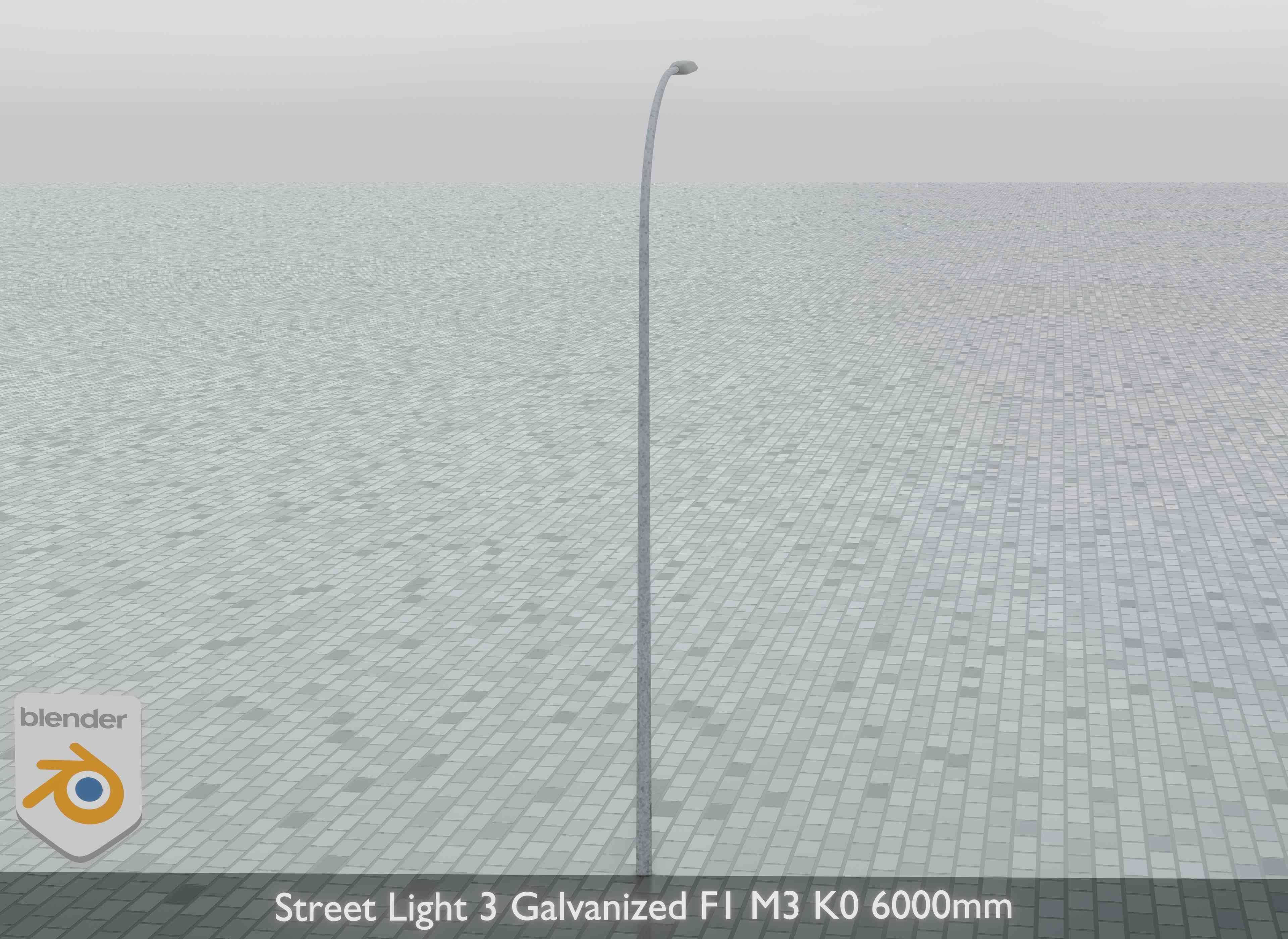Street Light 3 Galvanized F1 M3 K0 6000mm Low-poly 3D model_6