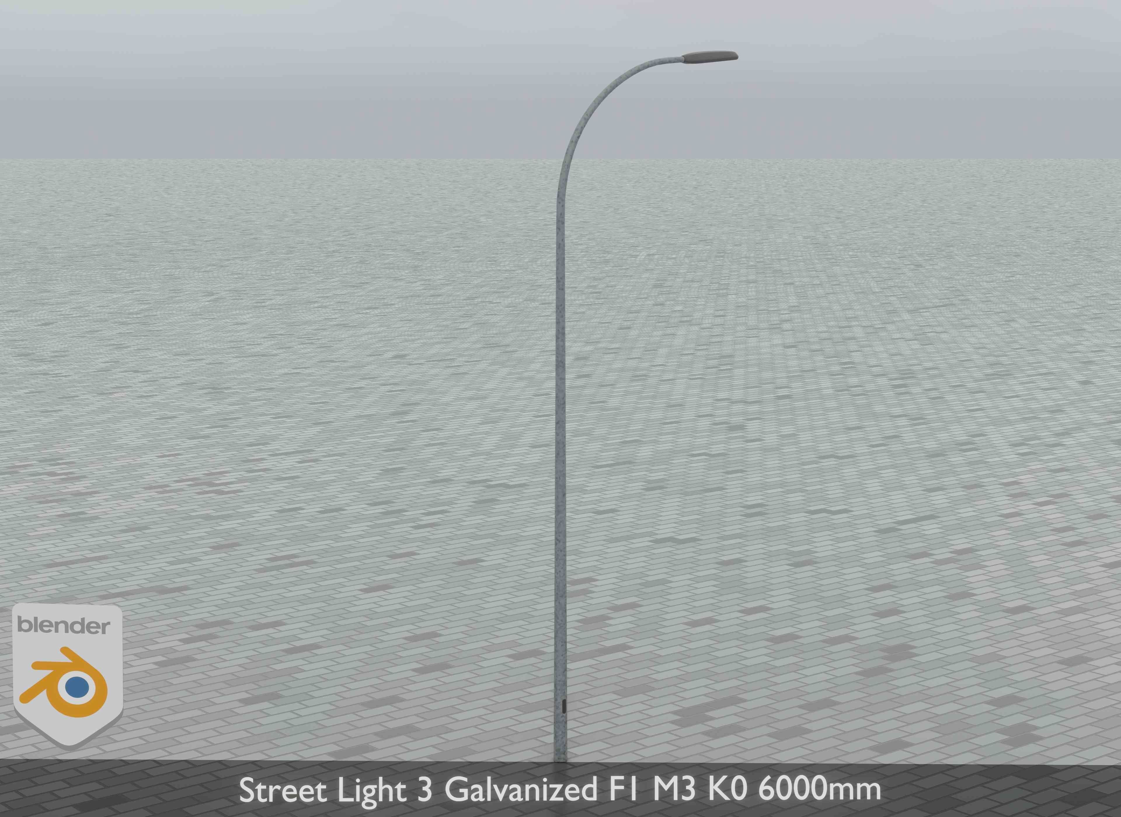 Street Light 3 Galvanized F1 M3 K0 6000mm Low-poly 3D model_8