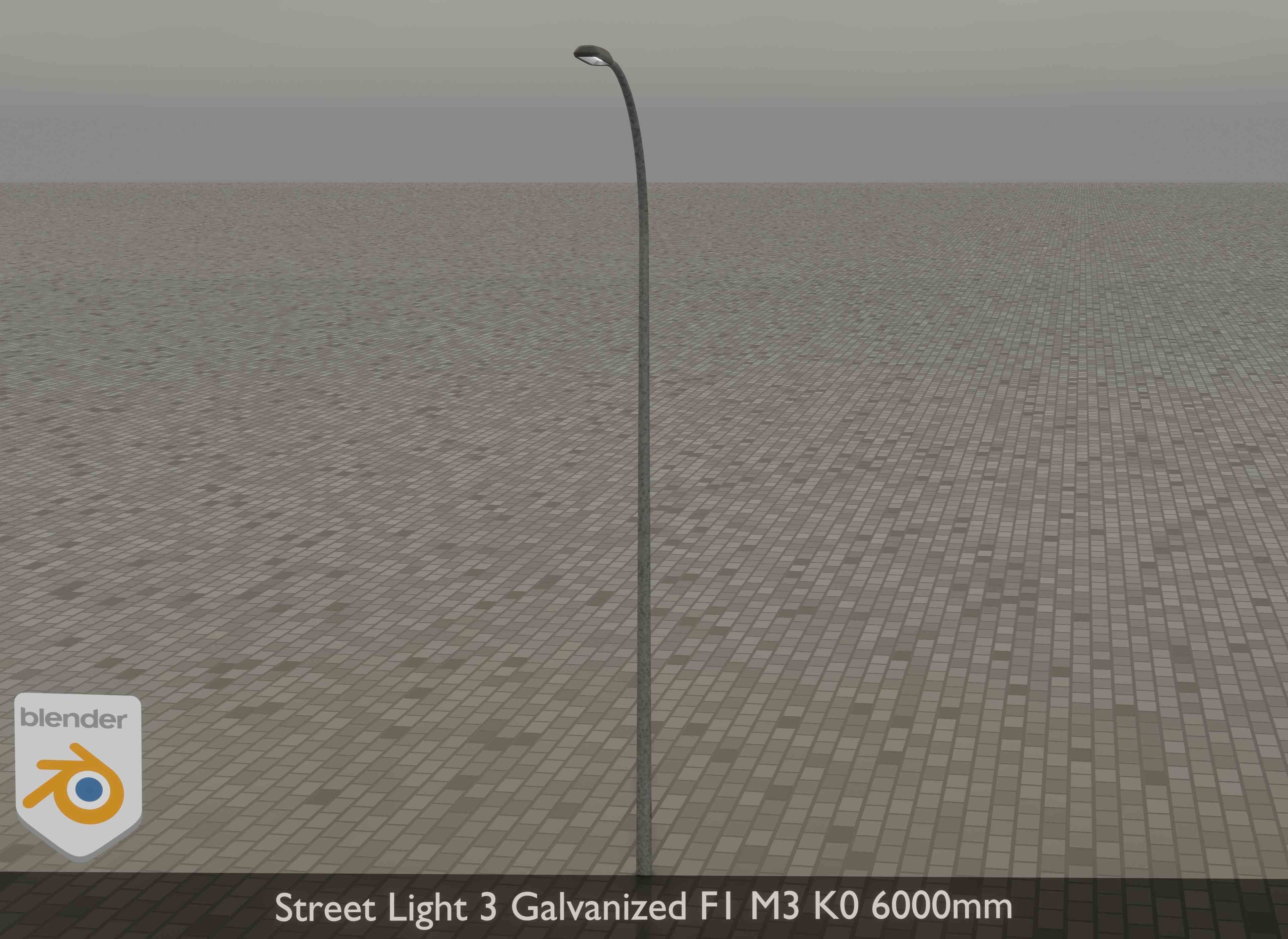 Street Light 3 Galvanized F1 M3 K0 6000mm Low-poly 3D model_14