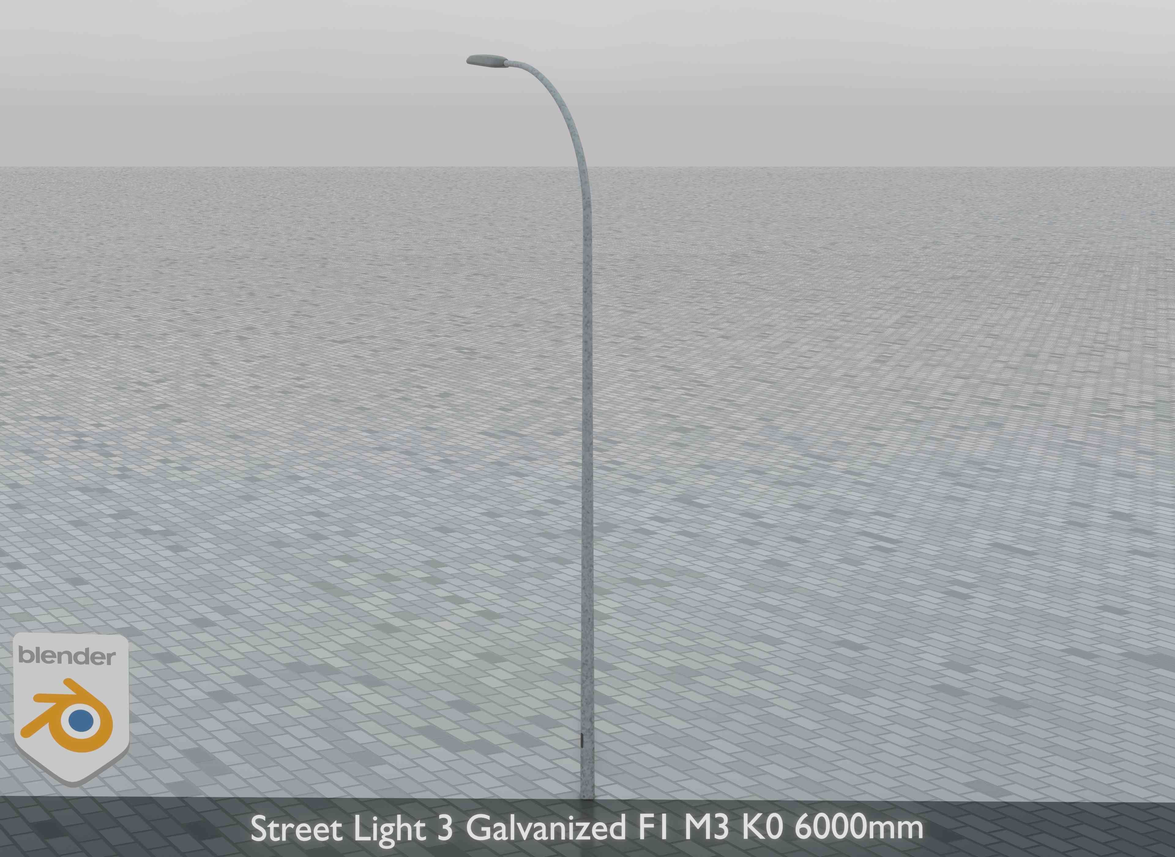 Street Light 3 Galvanized F1 M3 K0 6000mm Low-poly 3D model_4