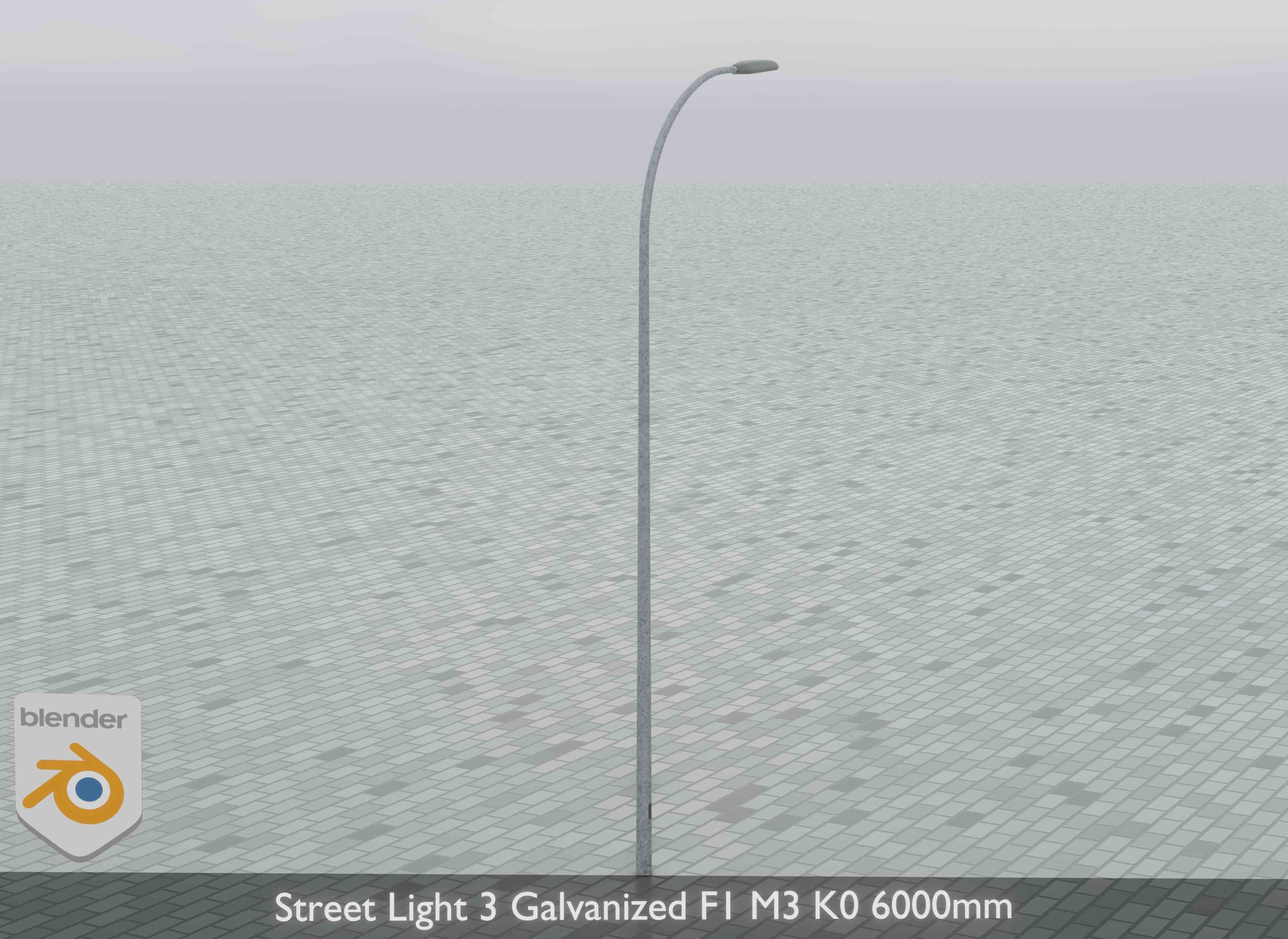 Street Light 3 Galvanized F1 M3 K0 6000mm Low-poly 3D model_7