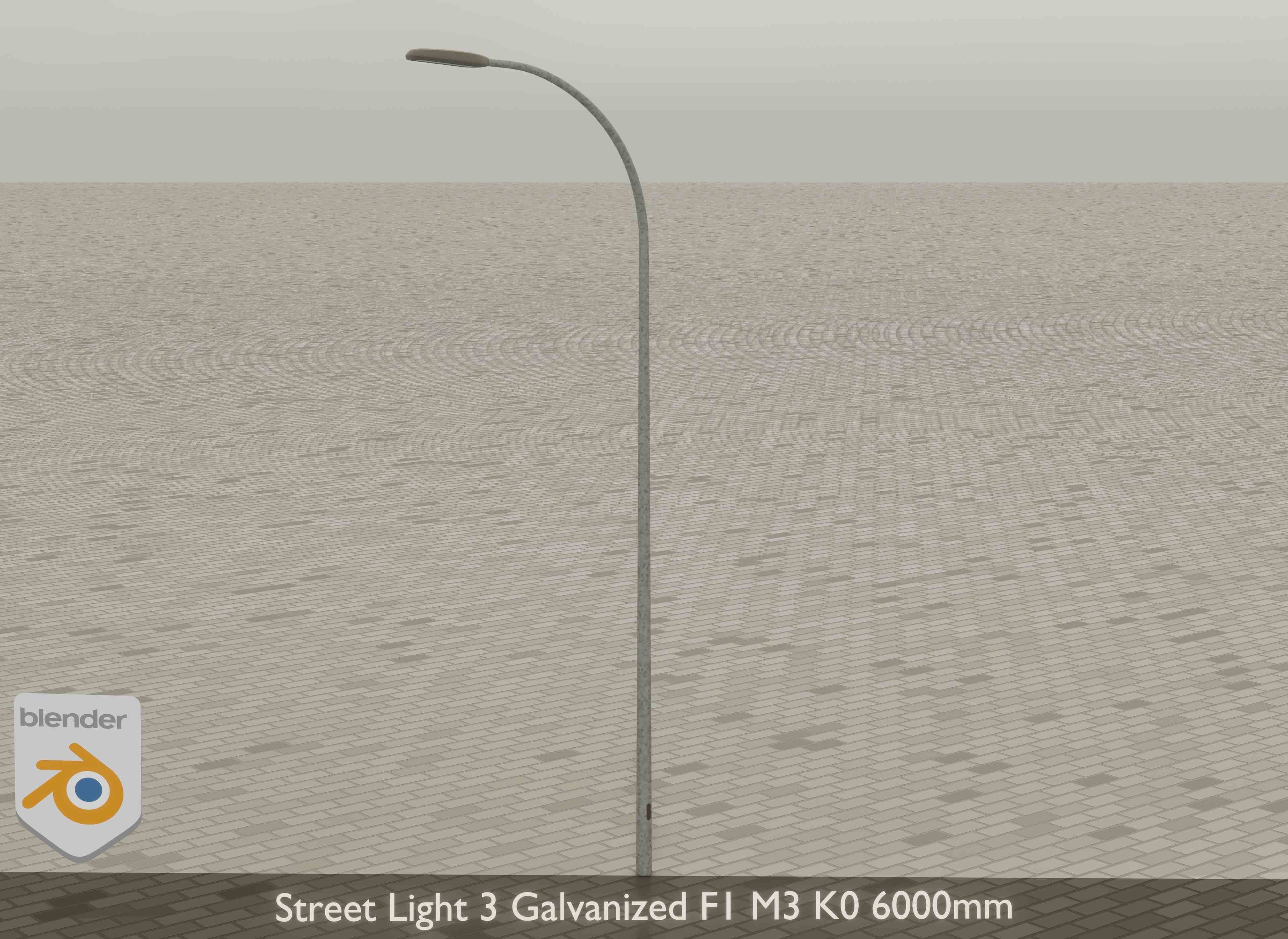 Street Light 3 Galvanized F1 M3 K0 6000mm Low-poly 3D model_16
