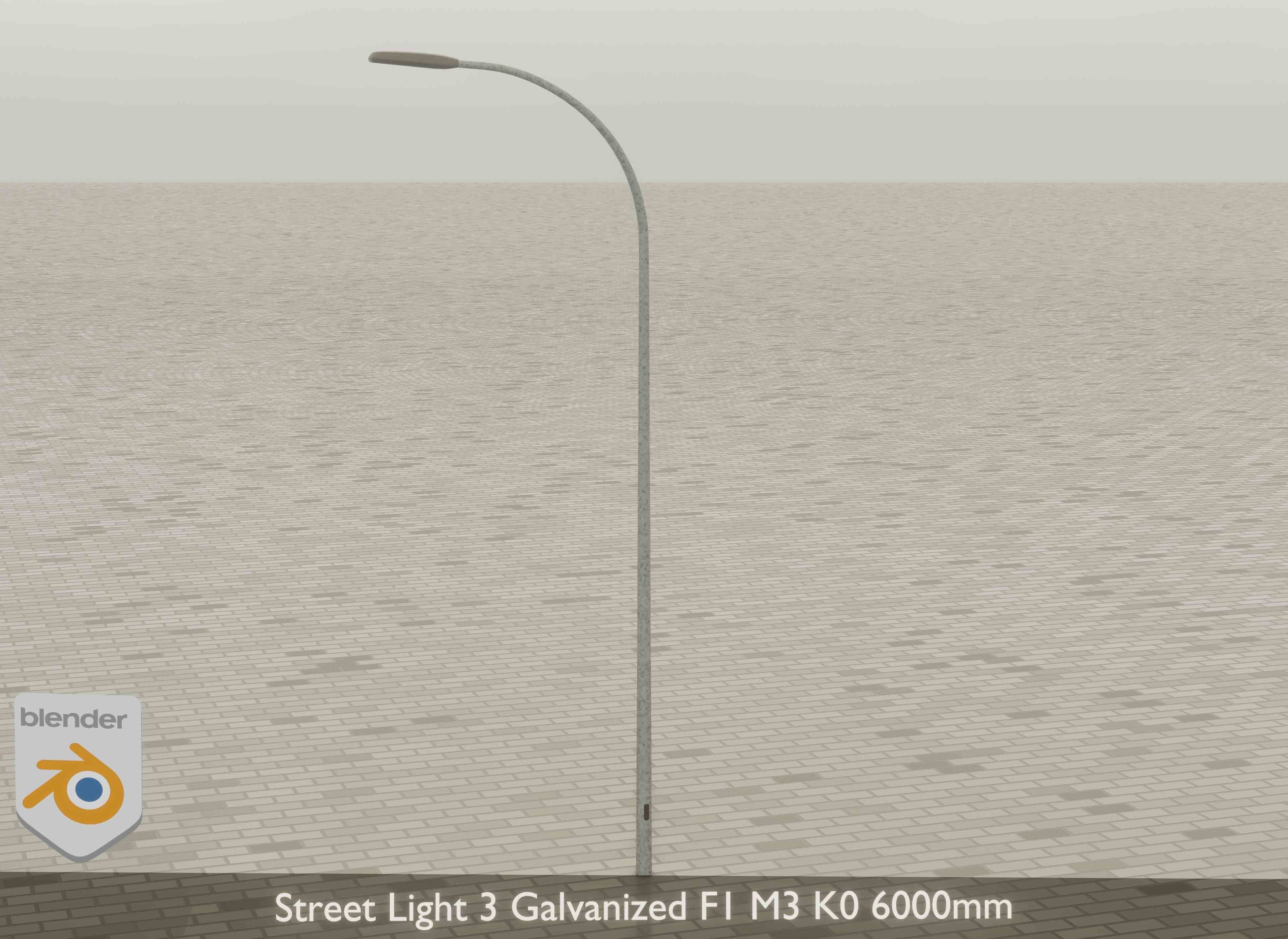 Street Light 3 Galvanized F1 M3 K0 6000mm Low-poly 3D model_17