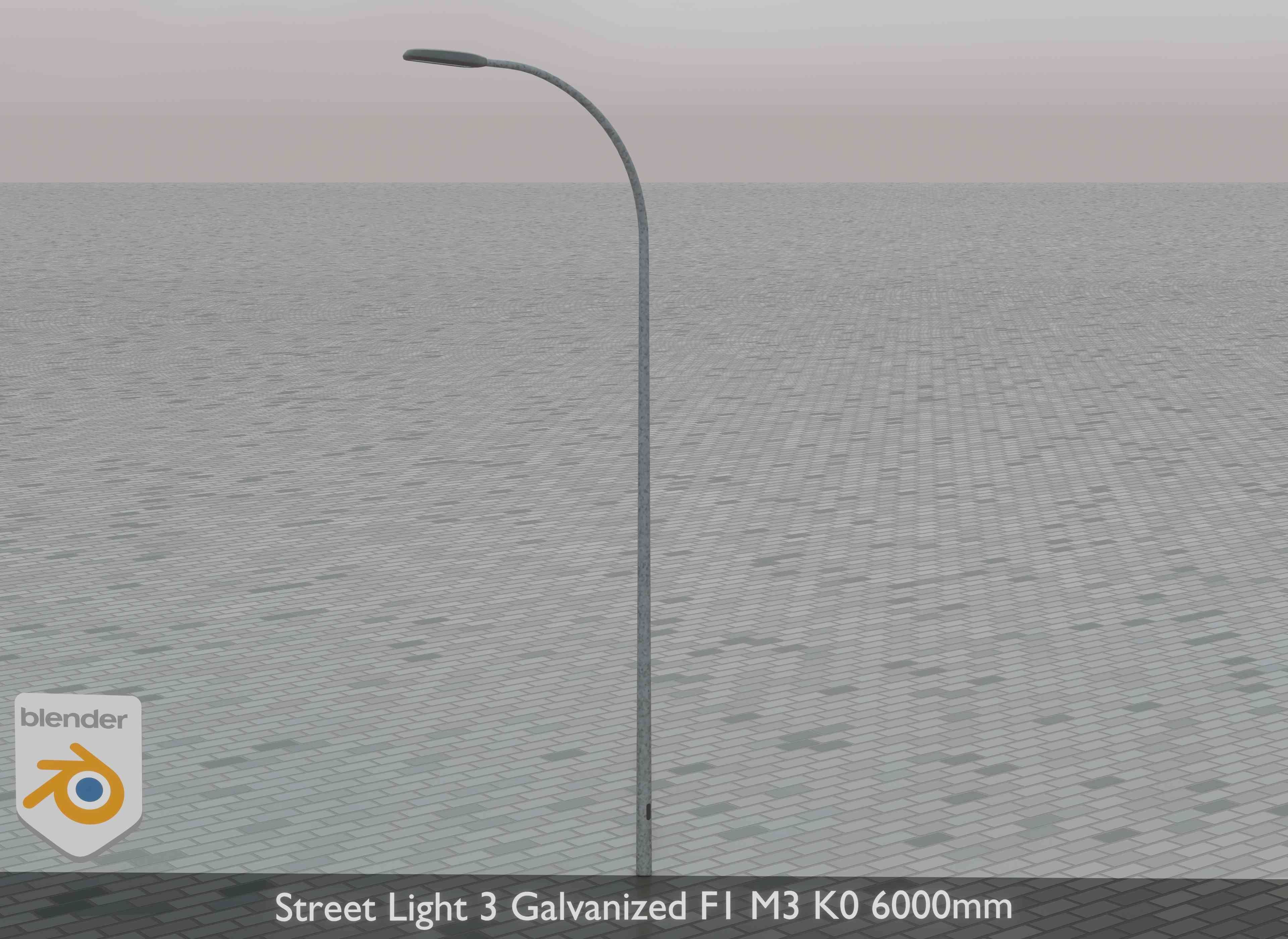 Street Light 3 Galvanized F1 M3 K0 6000mm Low-poly 3D model_34