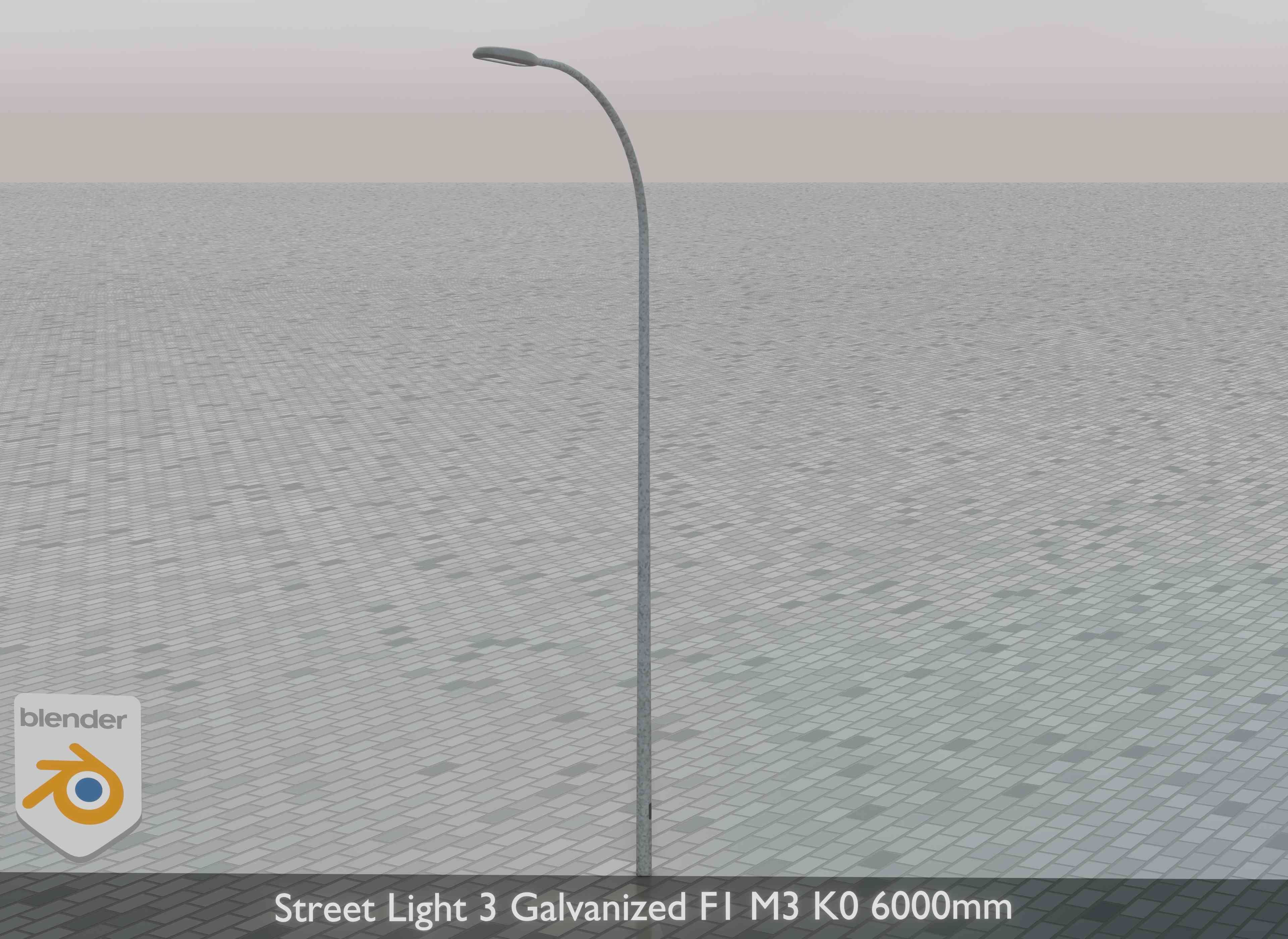 Street Light 3 Galvanized F1 M3 K0 6000mm Low-poly 3D model_33