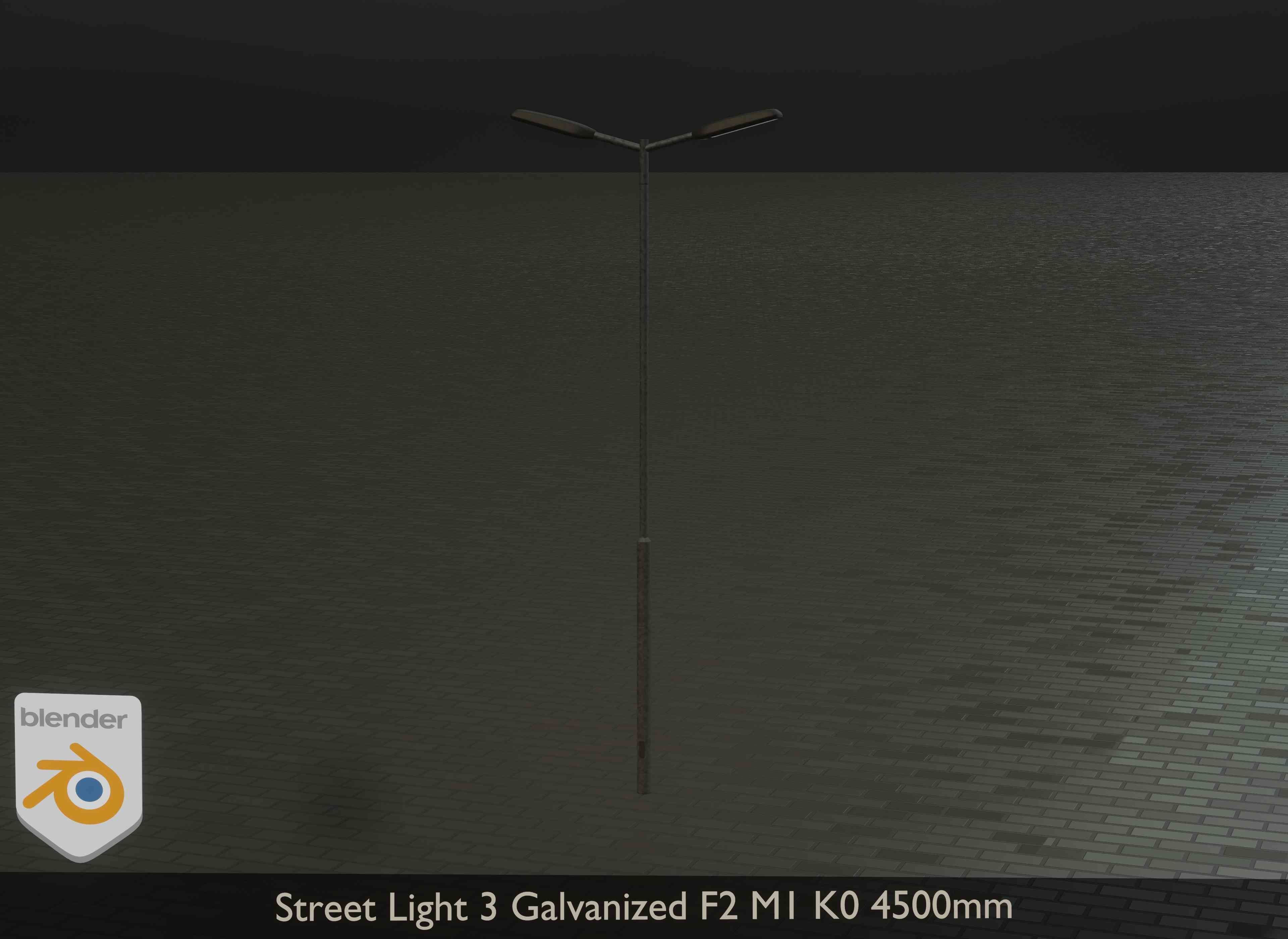 Street Light 3 Galvanized F2 M1 K0 4500mm Low-poly 3D model_11