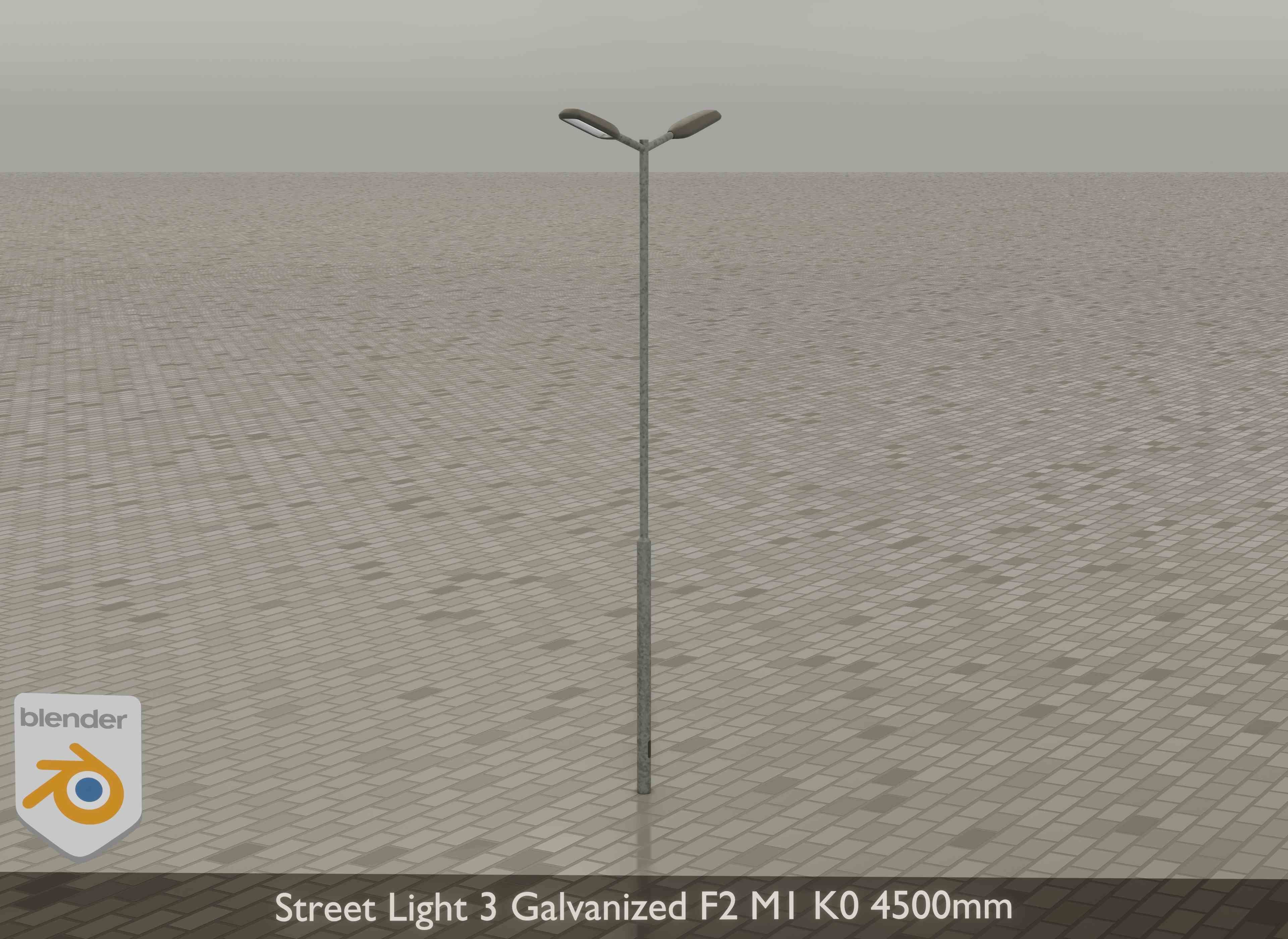 Street Light 3 Galvanized F2 M1 K0 4500mm Low-poly 3D model_16