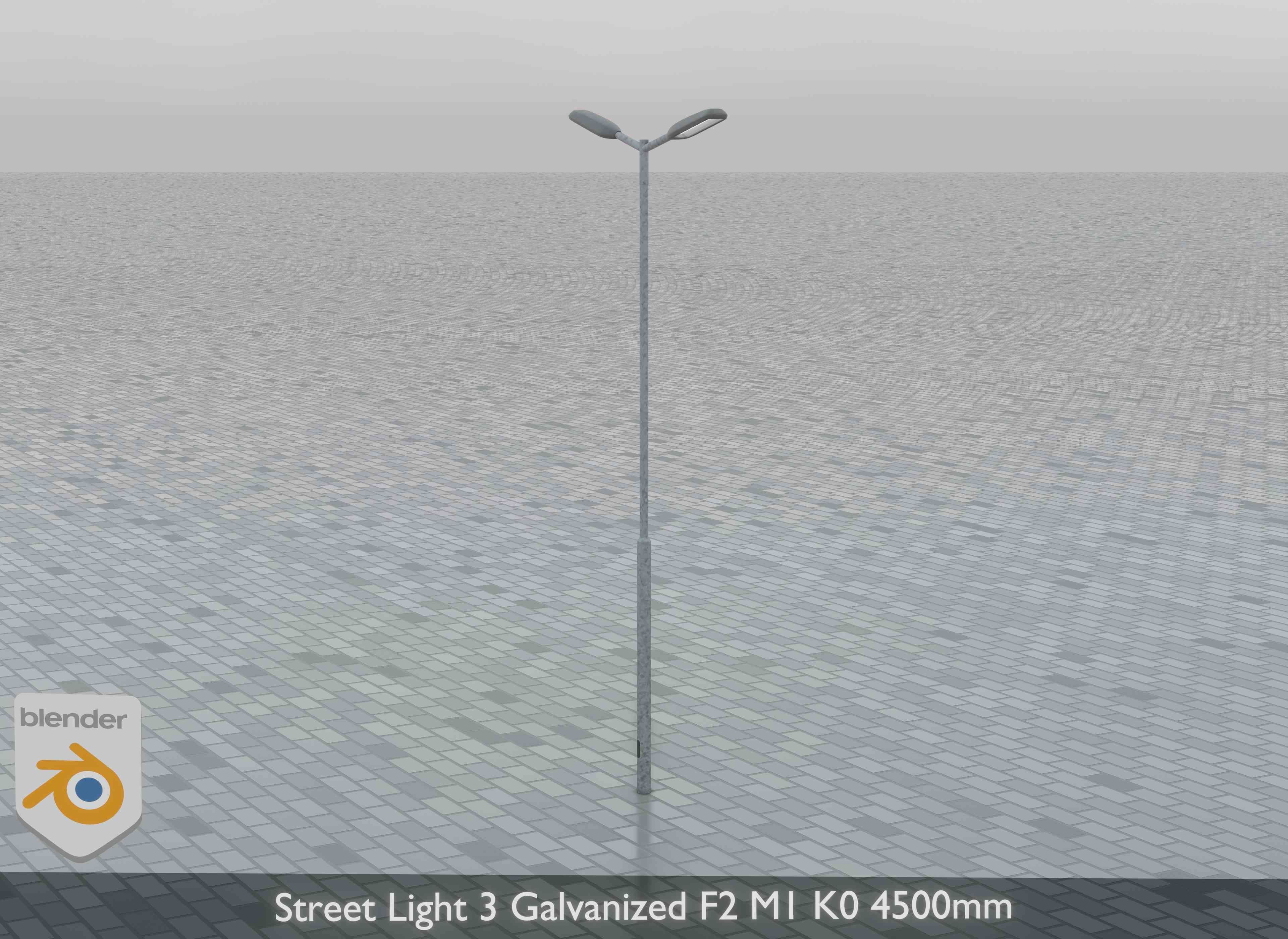 Street Light 3 Galvanized F2 M1 K0 4500mm Low-poly 3D model_4