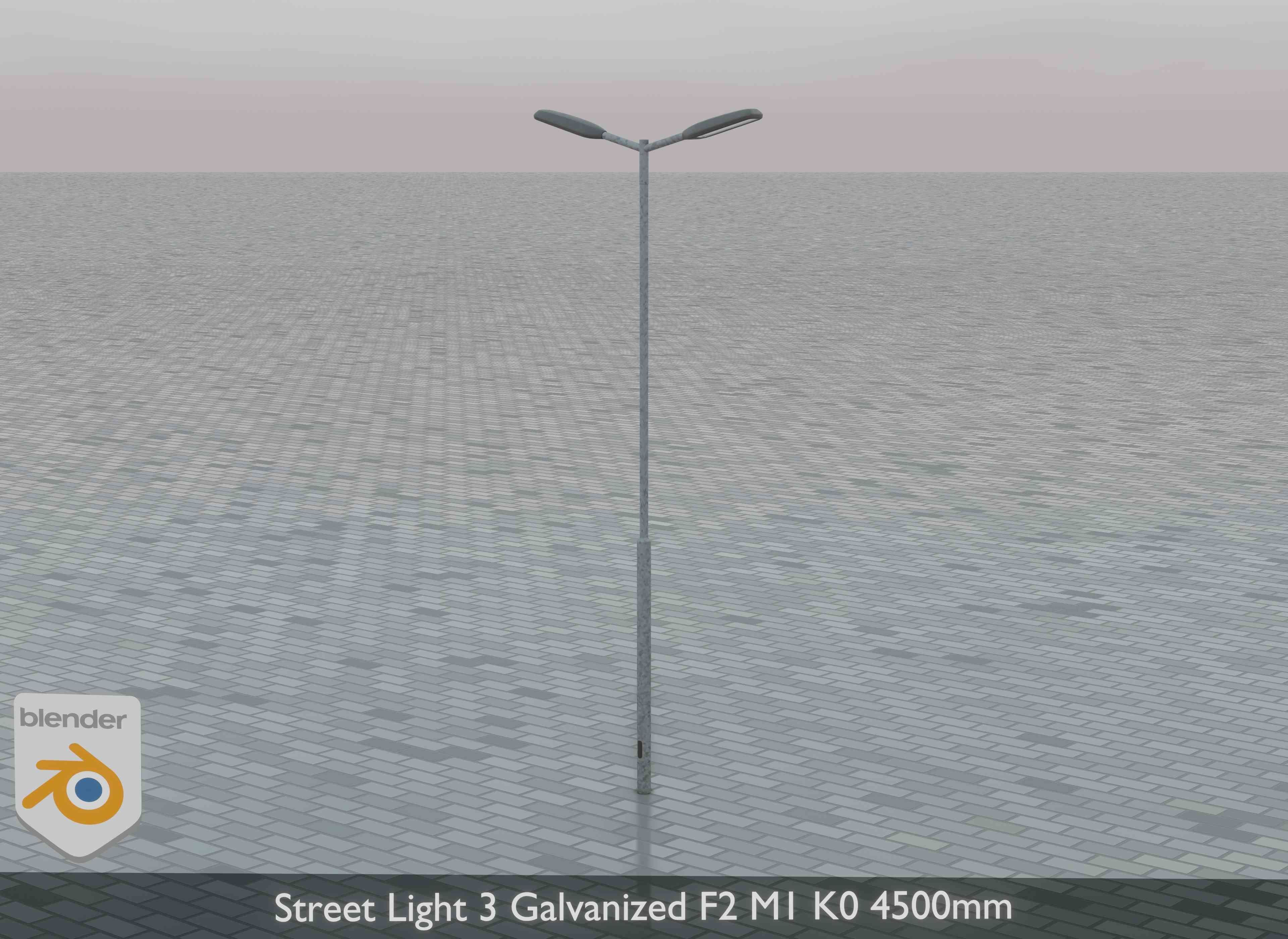 Street Light 3 Galvanized F2 M1 K0 4500mm Low-poly 3D model_3