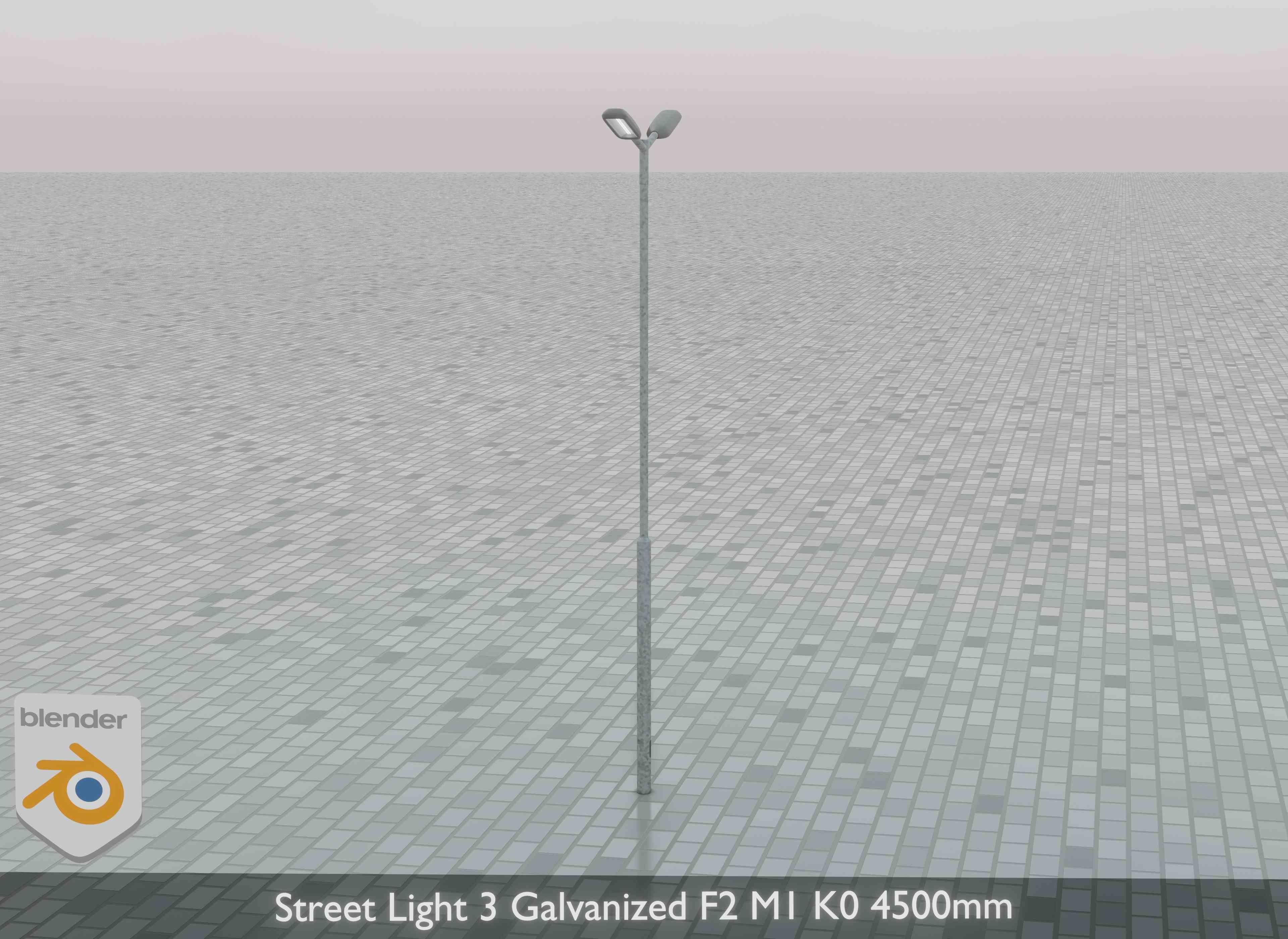 Street Light 3 Galvanized F2 M1 K0 4500mm Low-poly 3D model_32