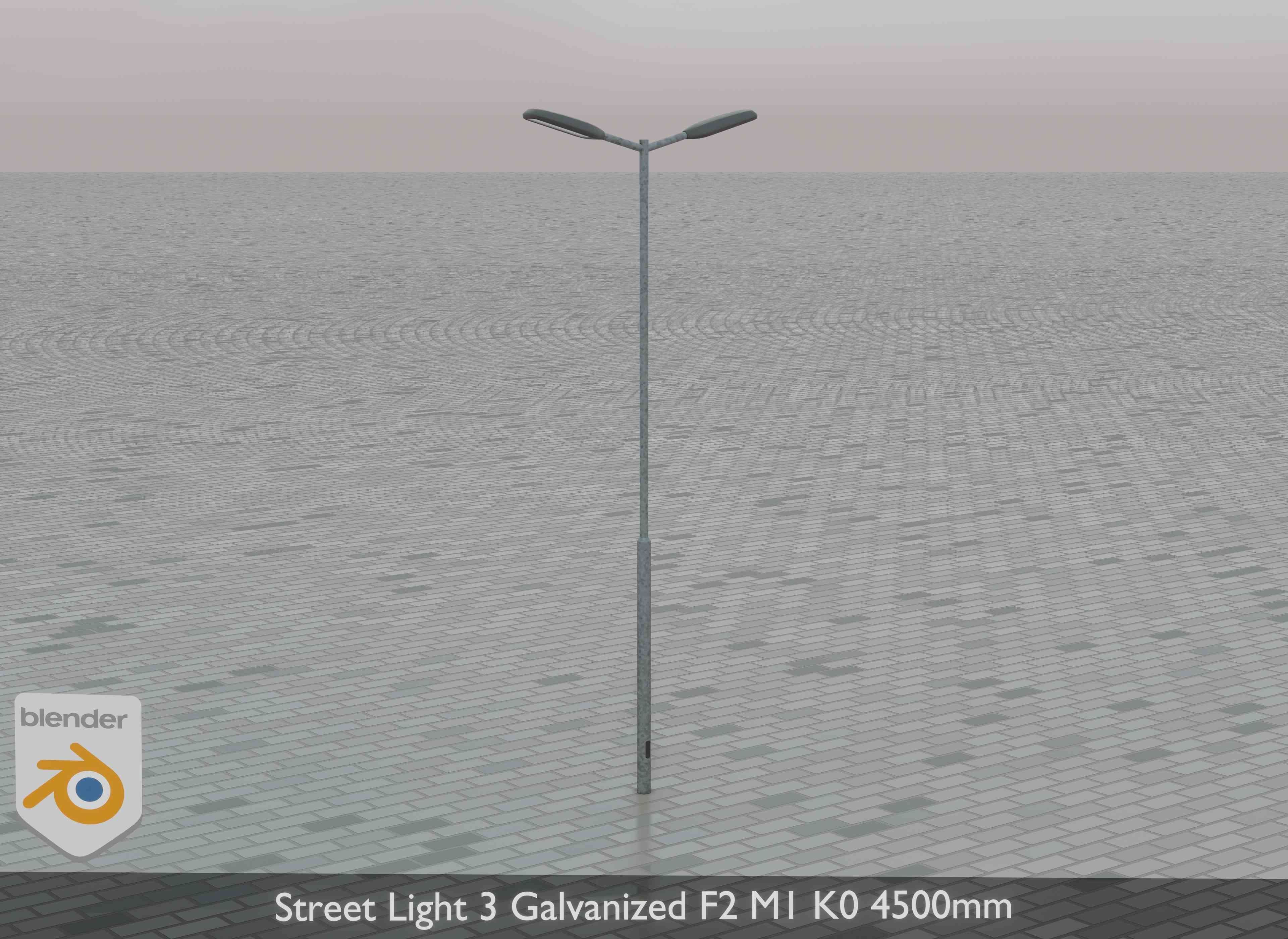 Street Light 3 Galvanized F2 M1 K0 4500mm Low-poly 3D model_34