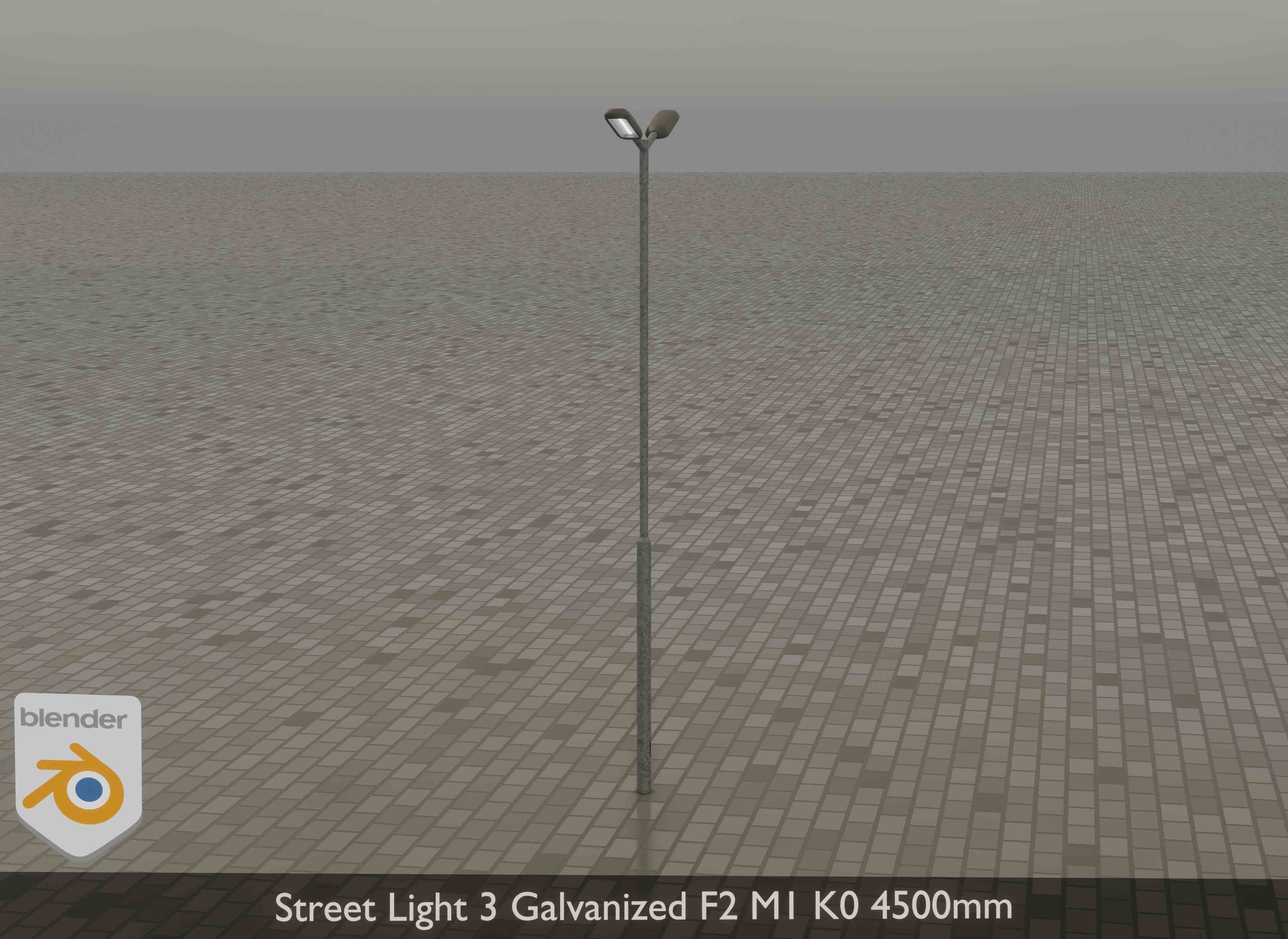 Street Light 3 Galvanized F2 M1 K0 4500mm Low-poly 3D model_15