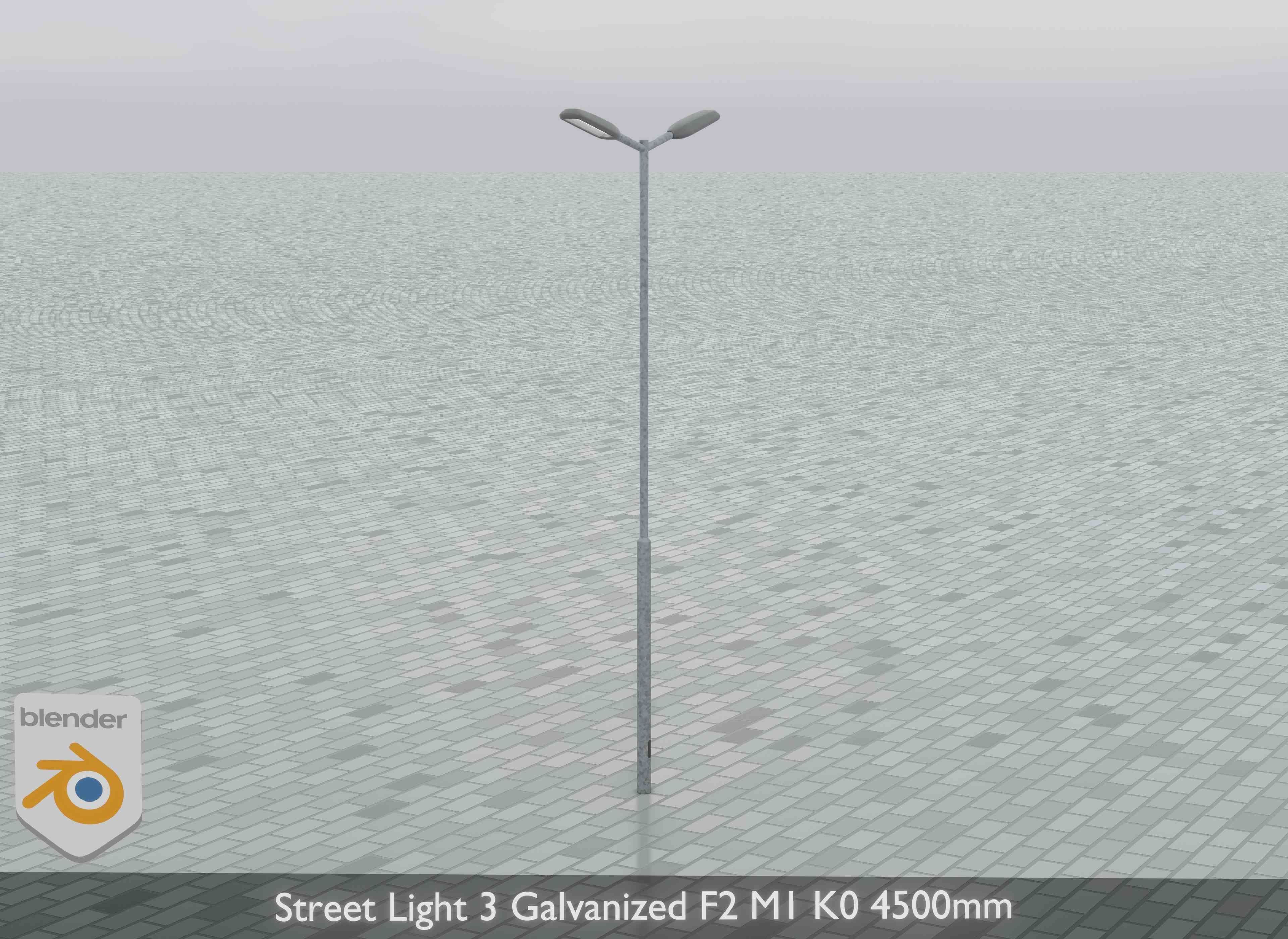 Street Light 3 Galvanized F2 M1 K0 4500mm Low-poly 3D model_7