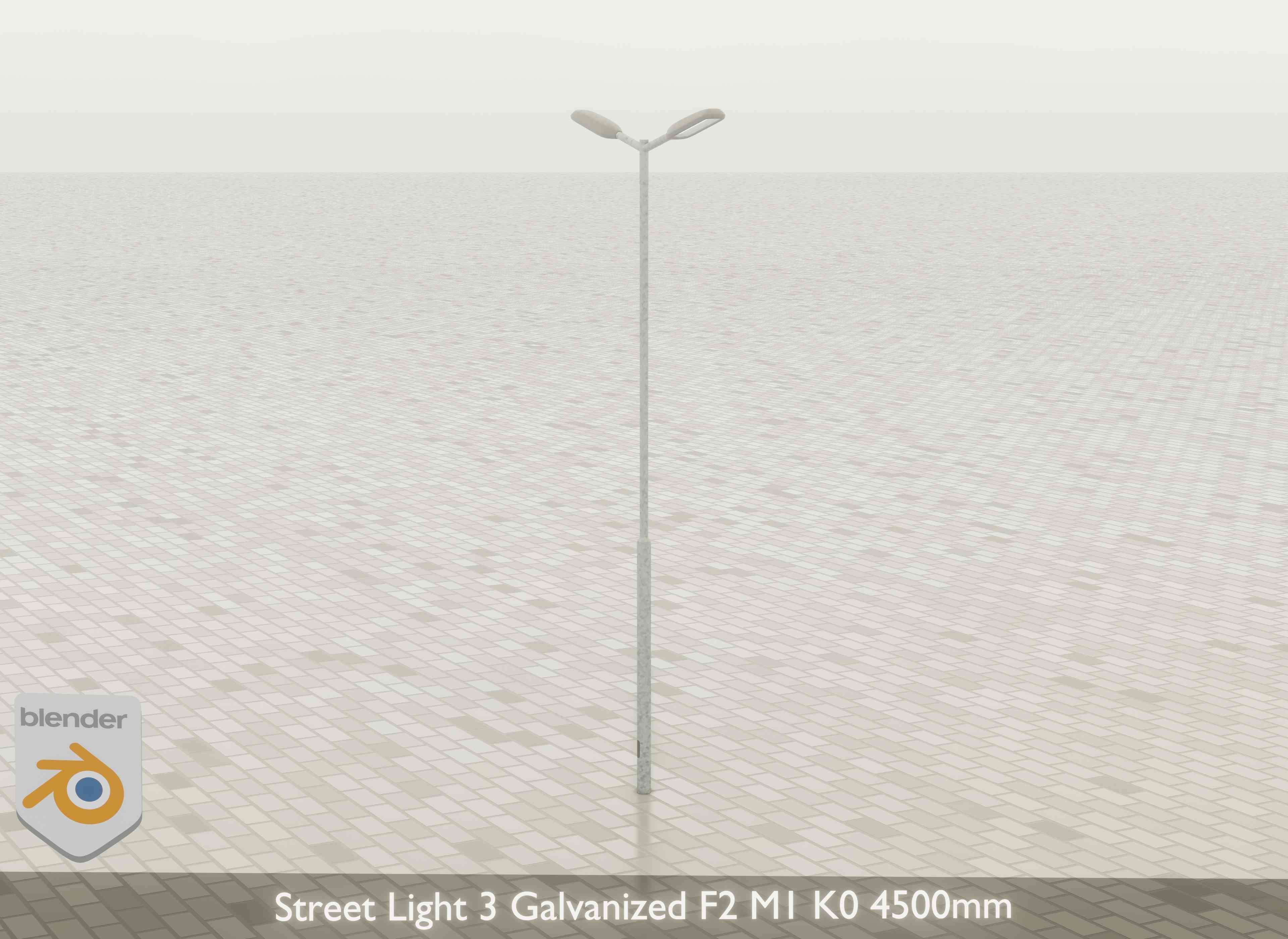 Street Light 3 Galvanized F2 M1 K0 4500mm Low-poly 3D model_22