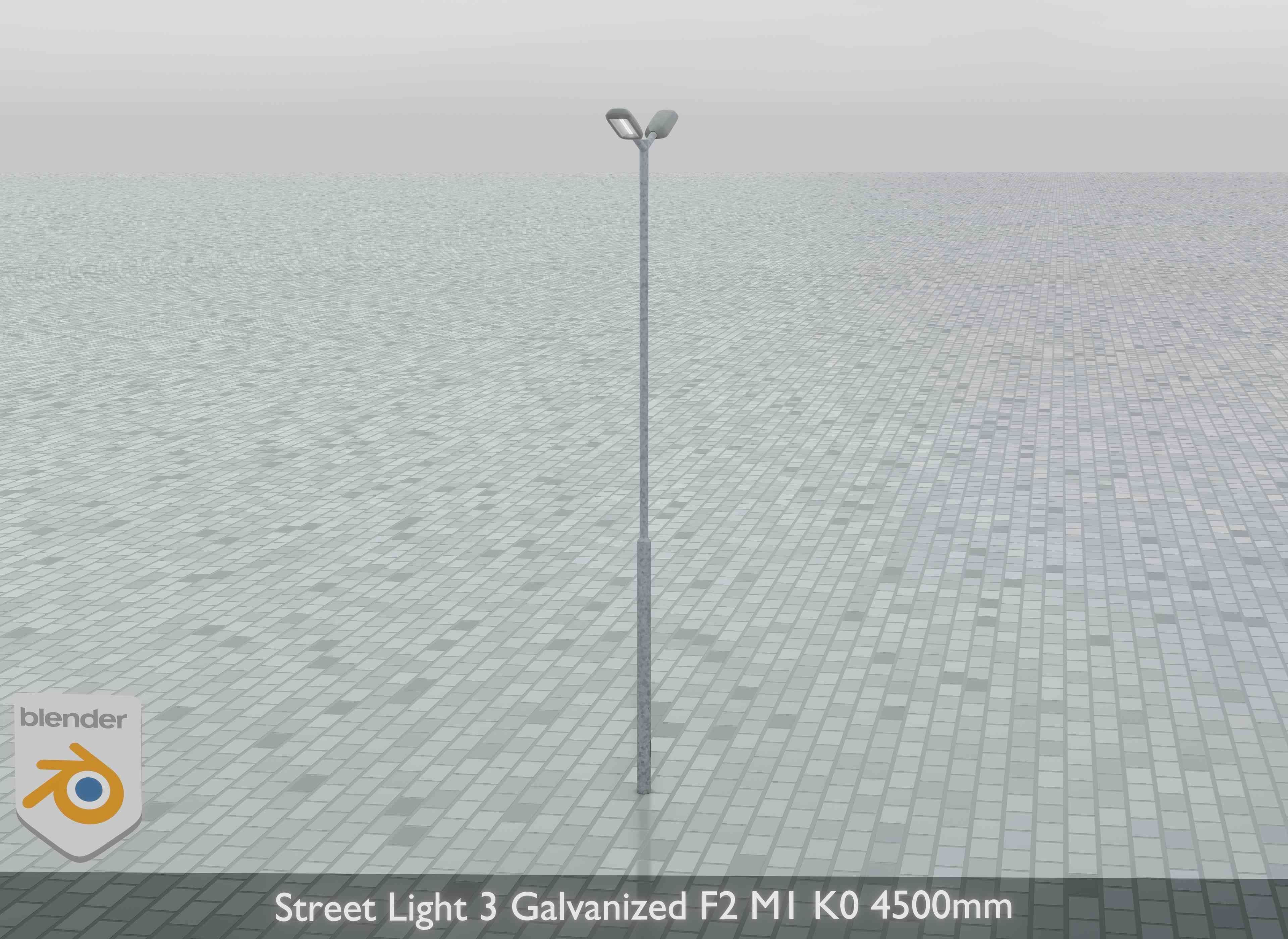 Street Light 3 Galvanized F2 M1 K0 4500mm Low-poly 3D model_6