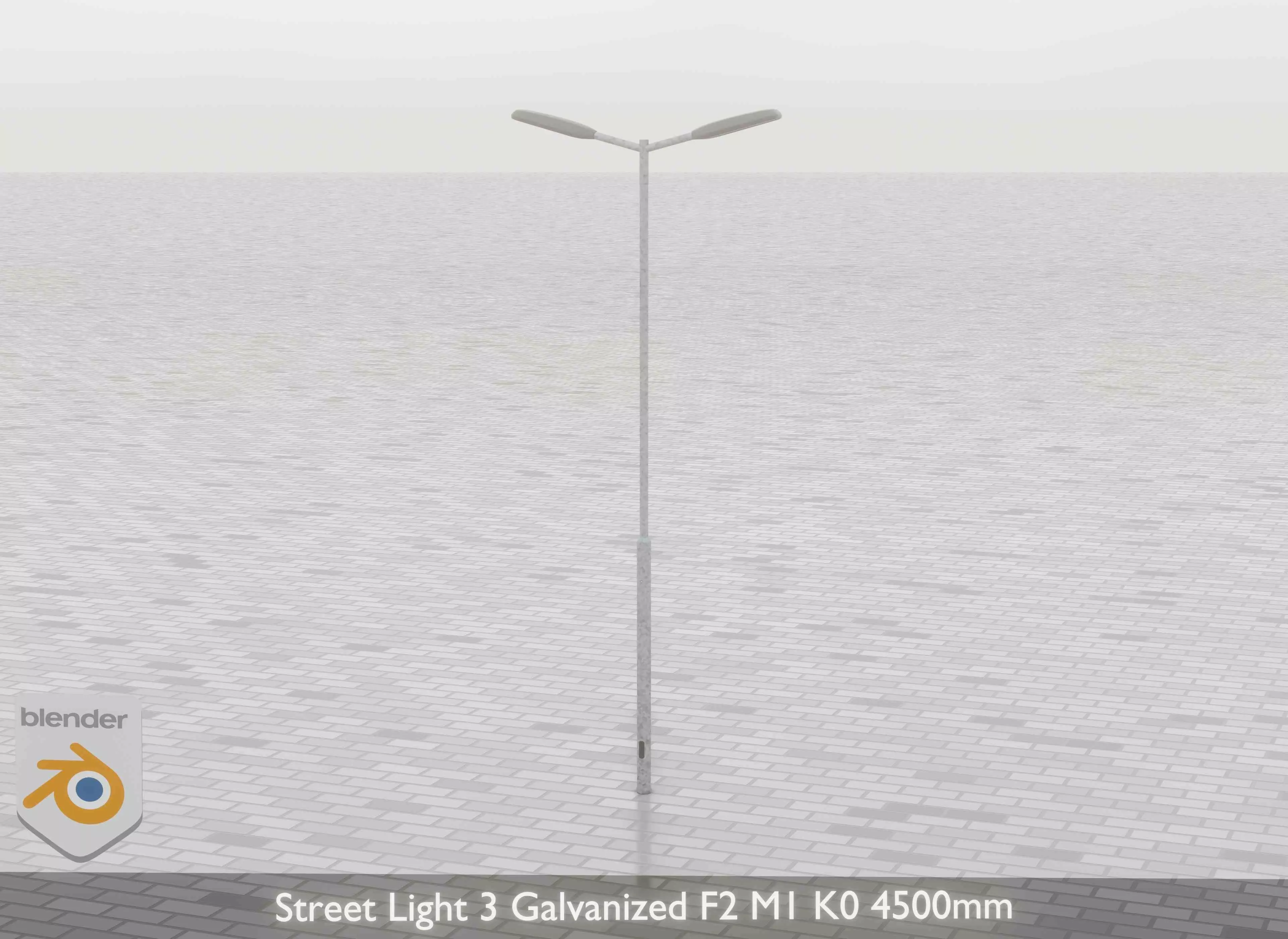 Street Light 3 Galvanized F2 M1 K0 4500mm Low-poly 3D model_0