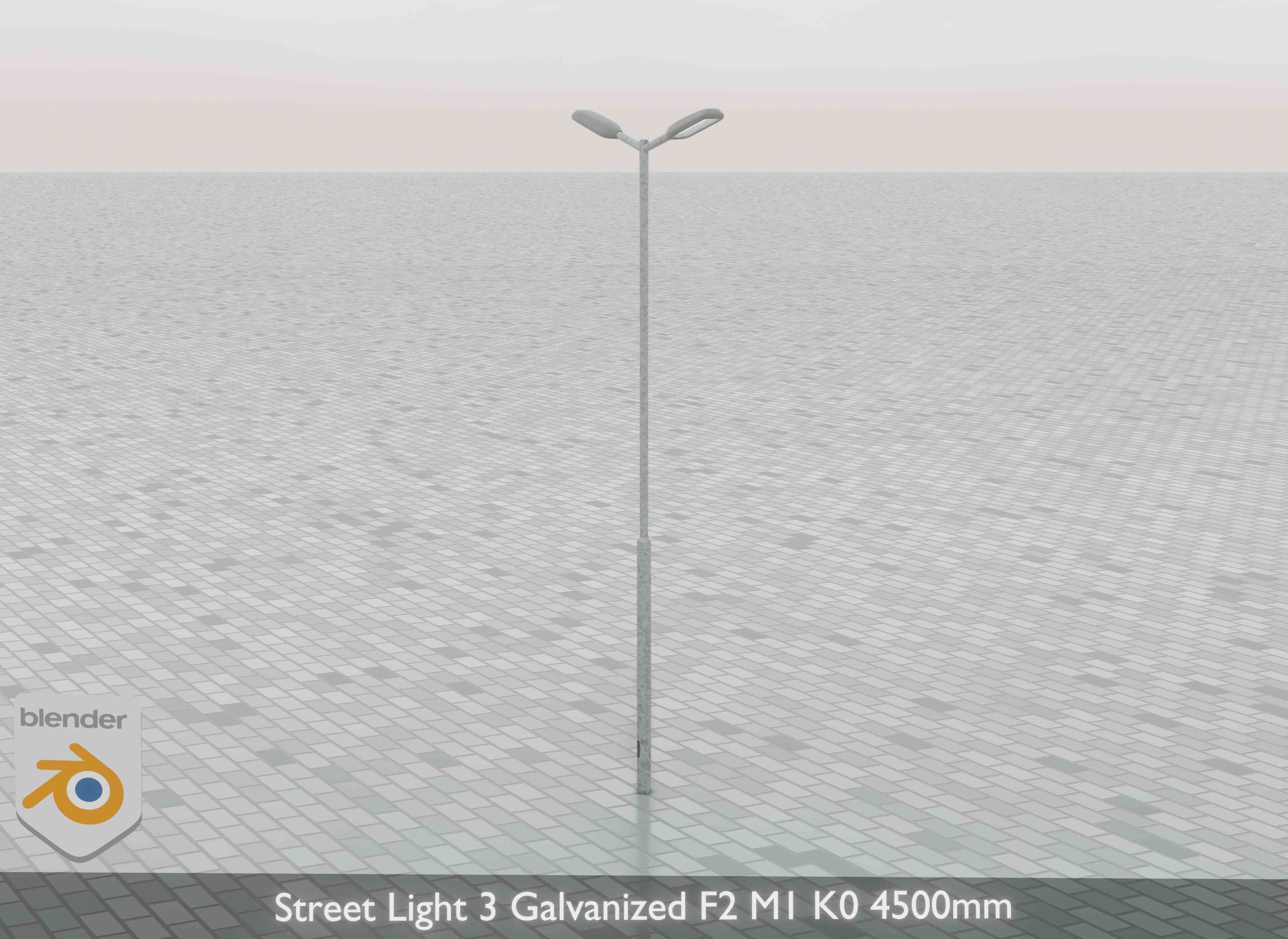 Street Light 3 Galvanized F2 M1 K0 4500mm Low-poly 3D model_30