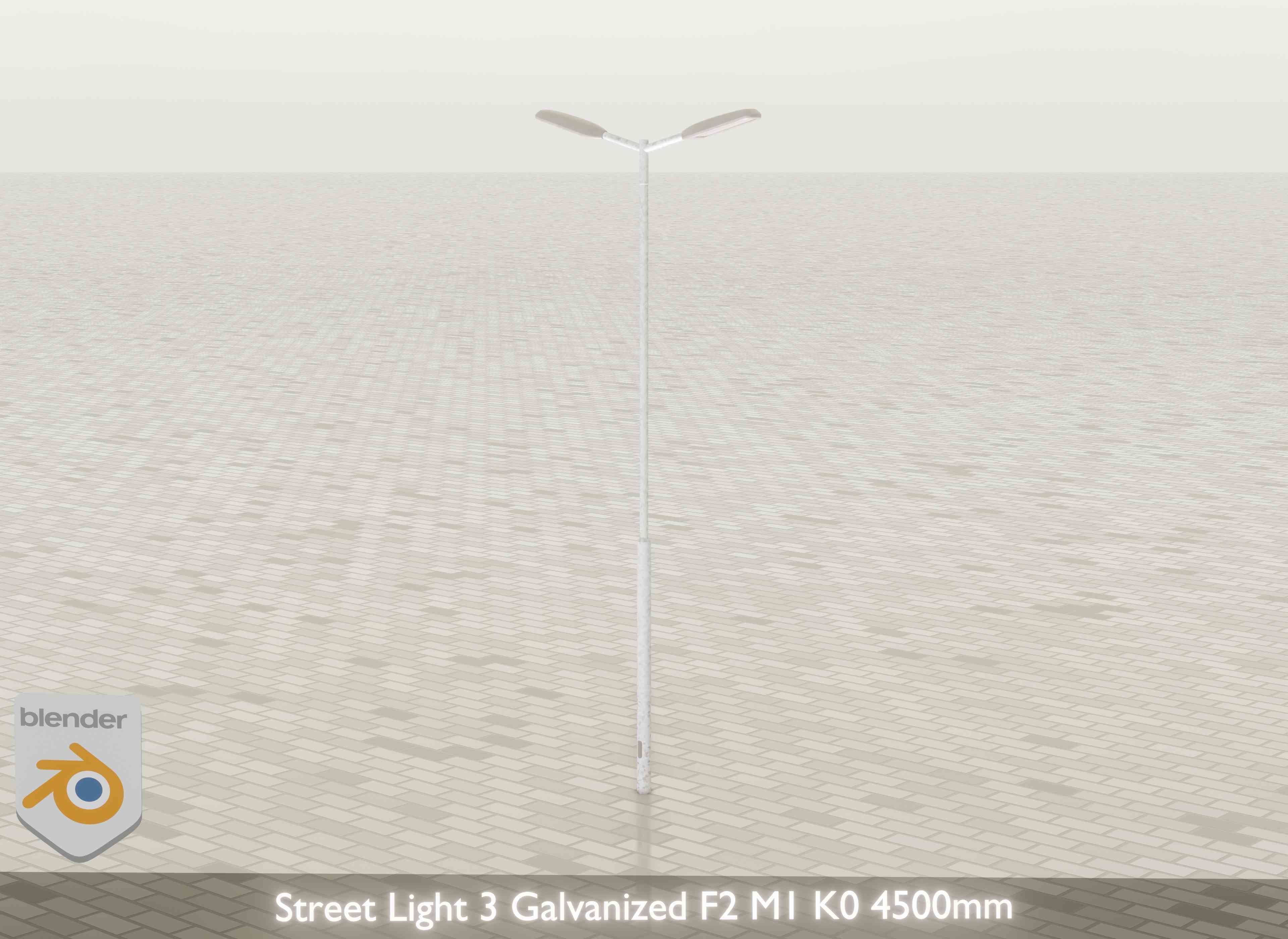 Street Light 3 Galvanized F2 M1 K0 4500mm Low-poly 3D model_21