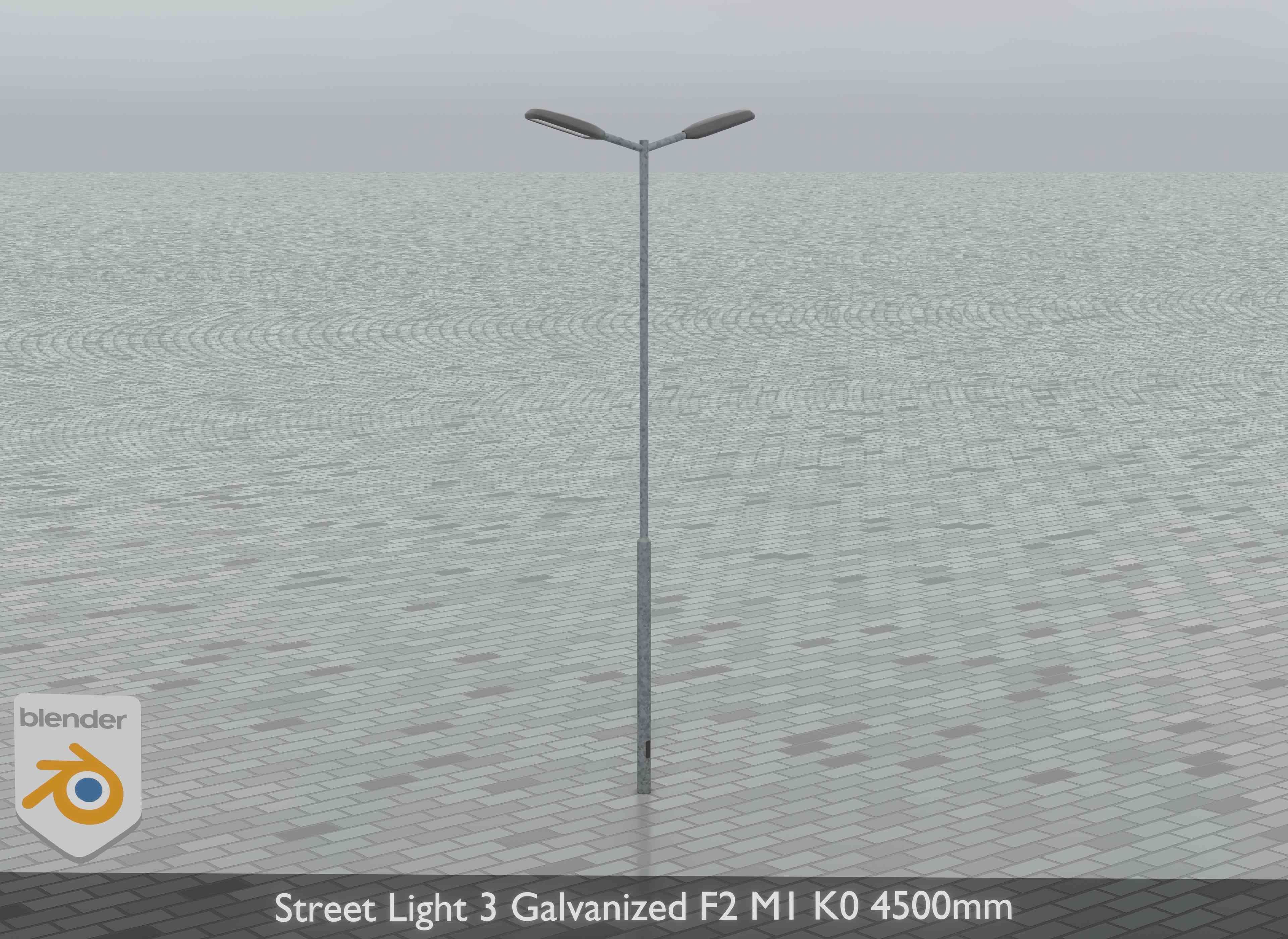 Street Light 3 Galvanized F2 M1 K0 4500mm Low-poly 3D model_8