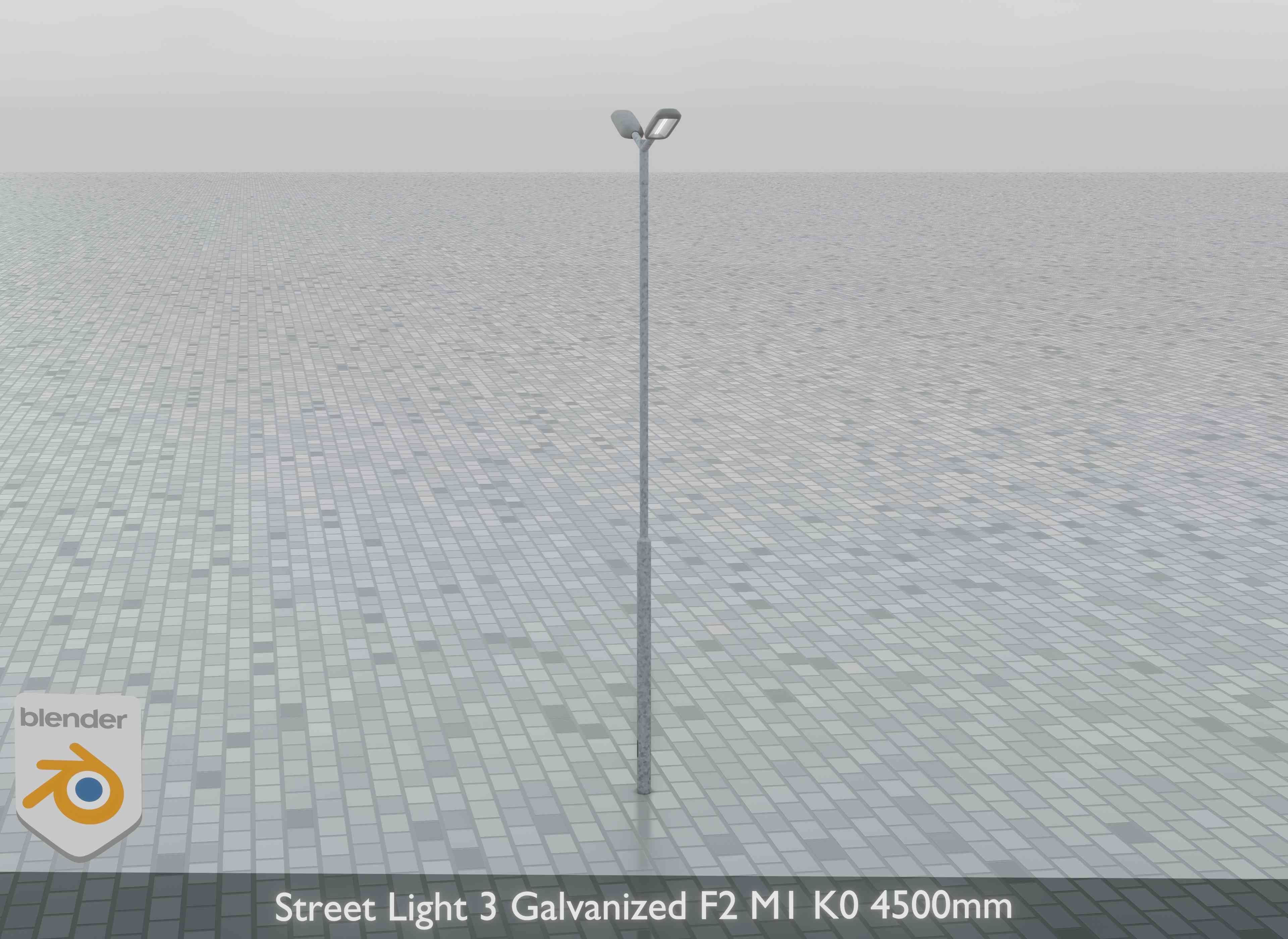 Street Light 3 Galvanized F2 M1 K0 4500mm Low-poly 3D model_5