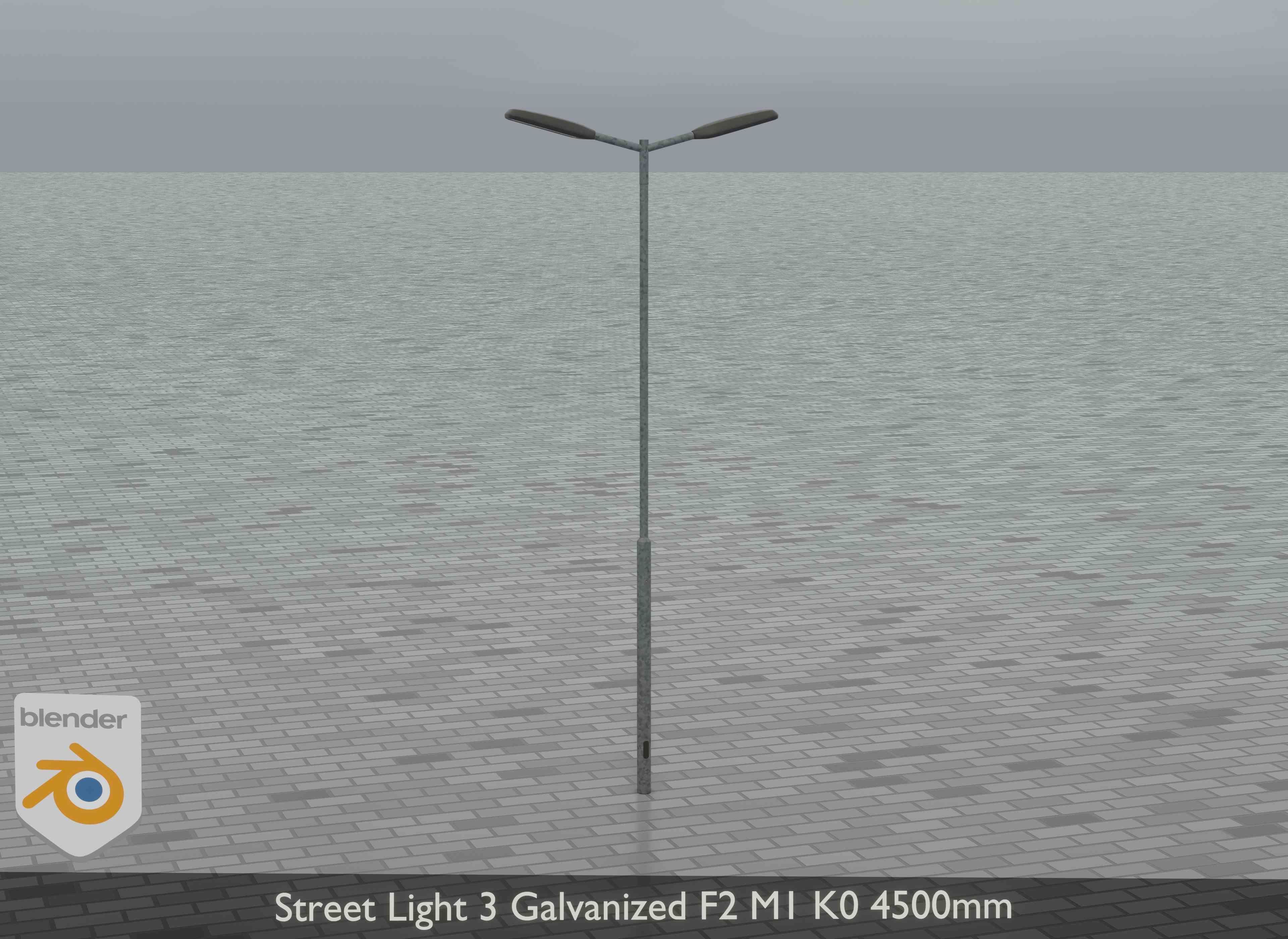 Street Light 3 Galvanized F2 M1 K0 4500mm Low-poly 3D model_9