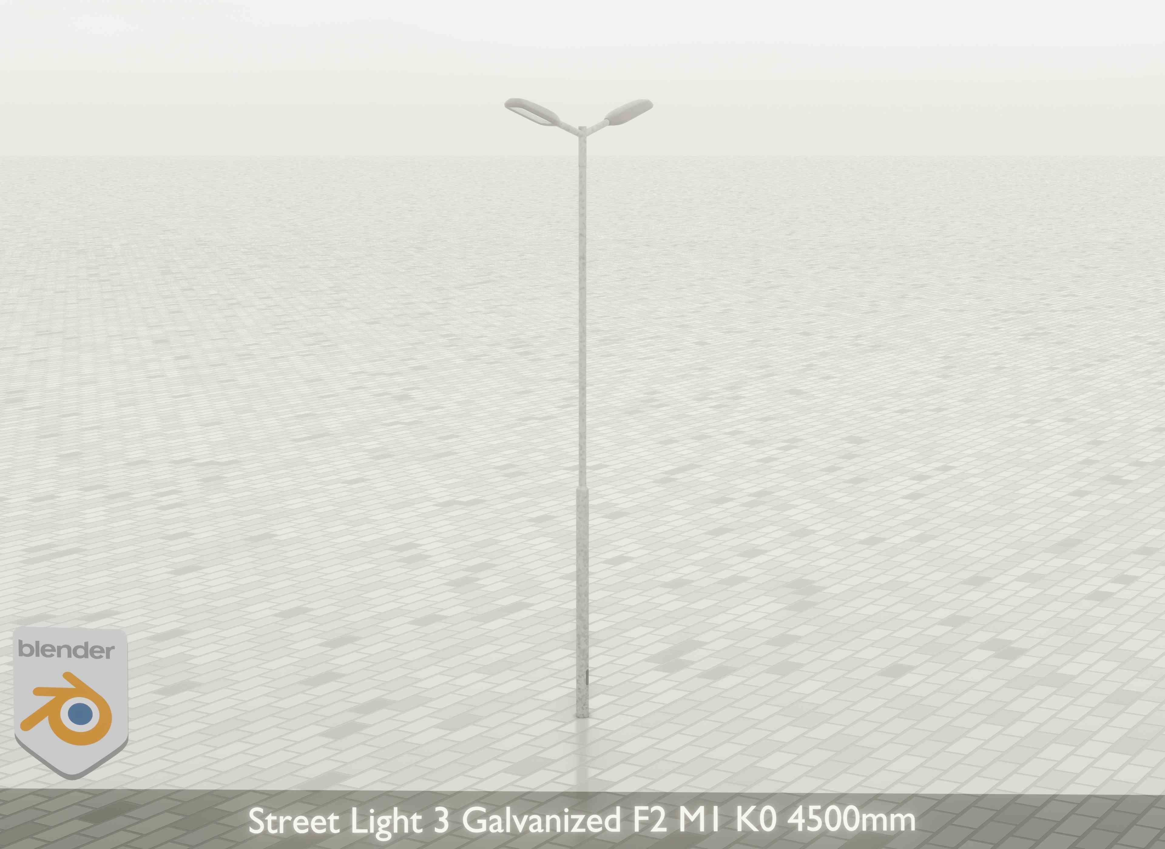 Street Light 3 Galvanized F2 M1 K0 4500mm Low-poly 3D model_25
