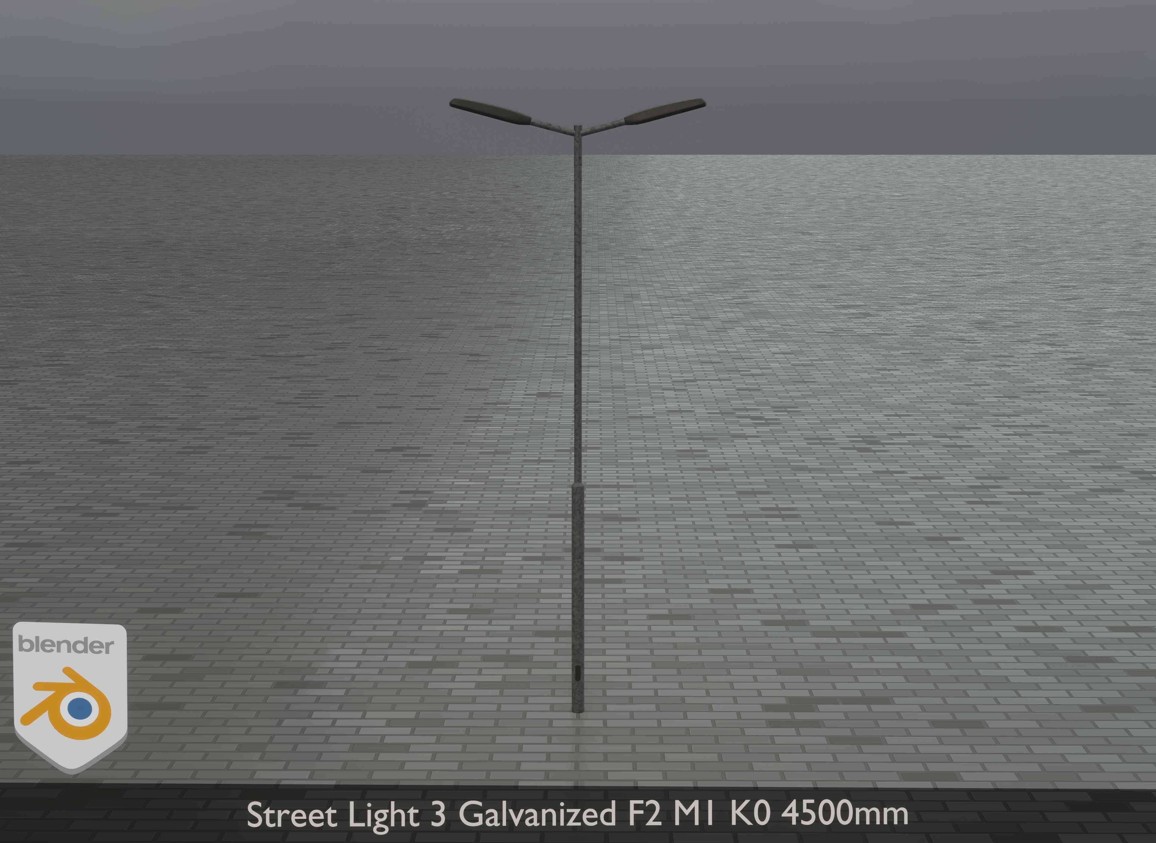 Street Light 3 Galvanized F2 M1 K0 4500mm Low-poly 3D model_10