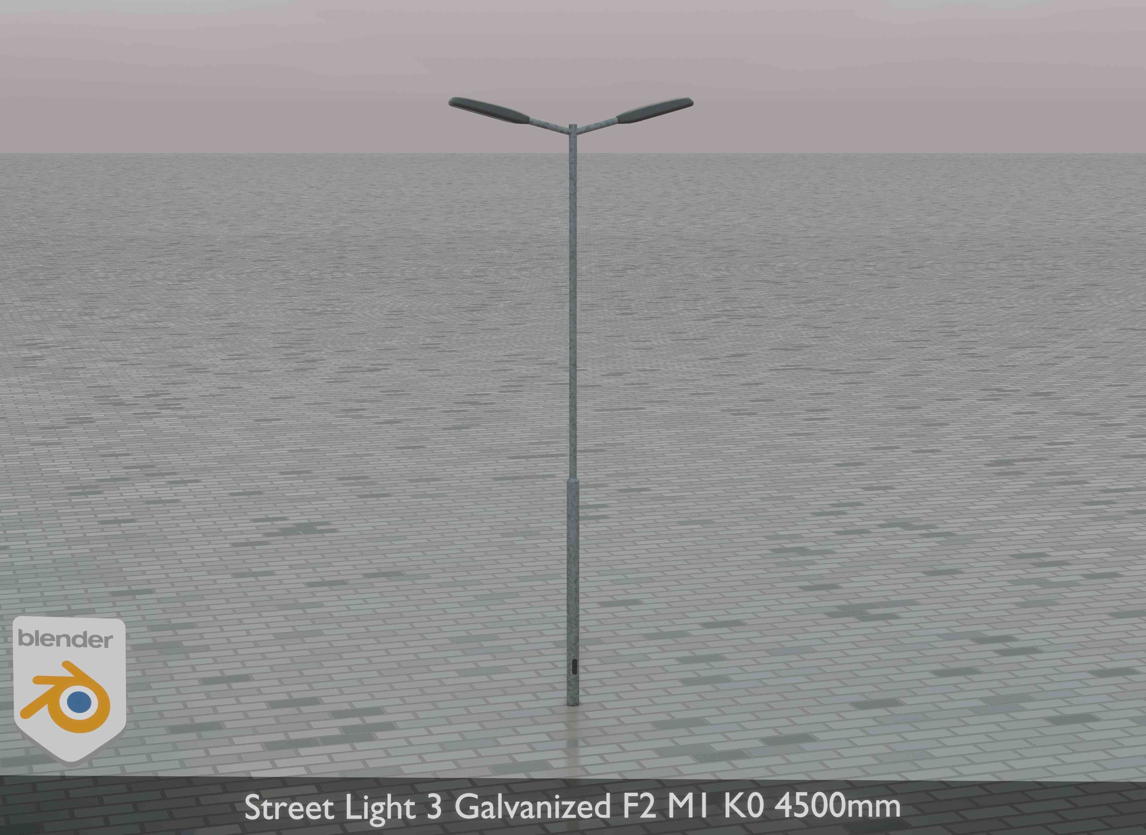 Street Light 3 Galvanized F2 M1 K0 4500mm Low-poly 3D model_35