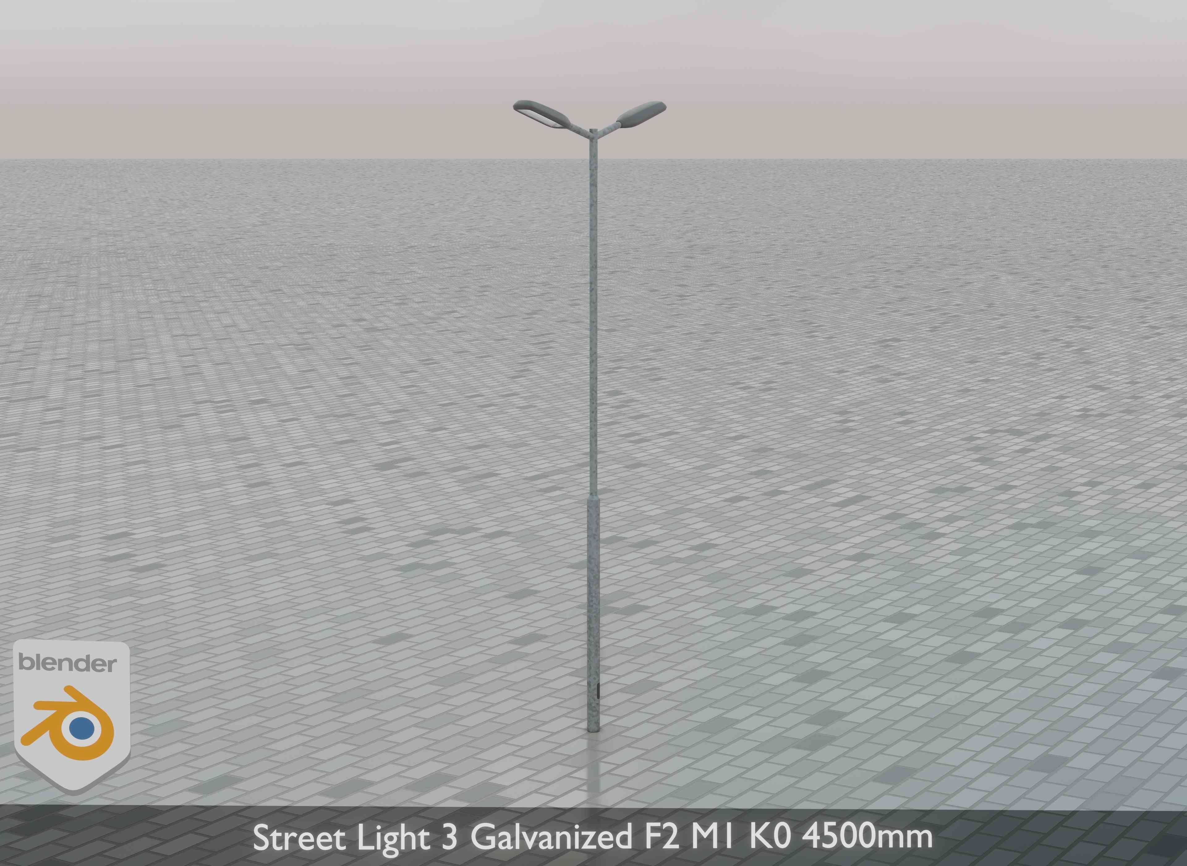 Street Light 3 Galvanized F2 M1 K0 4500mm Low-poly 3D model_33