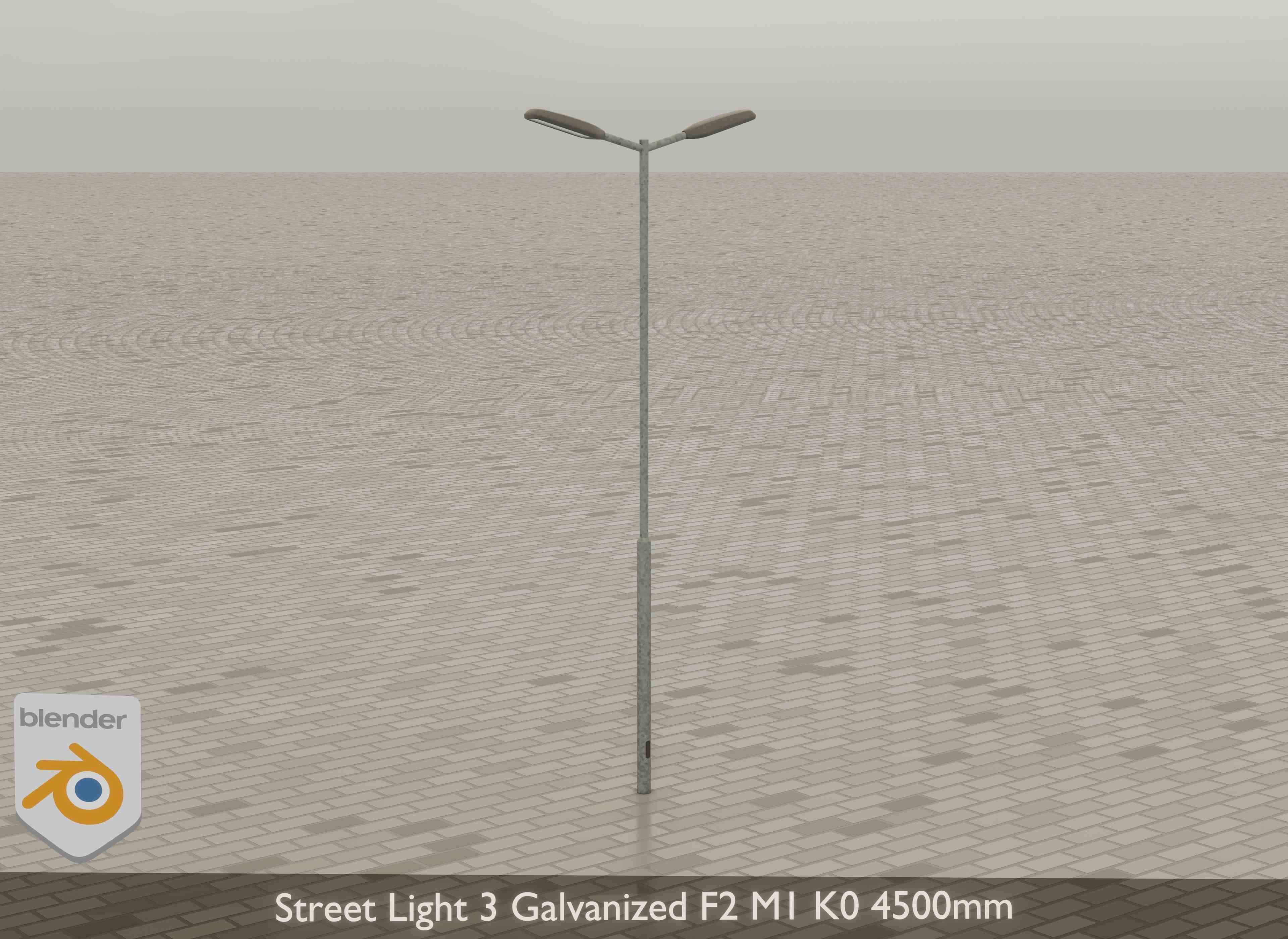 Street Light 3 Galvanized F2 M1 K0 4500mm Low-poly 3D model_17