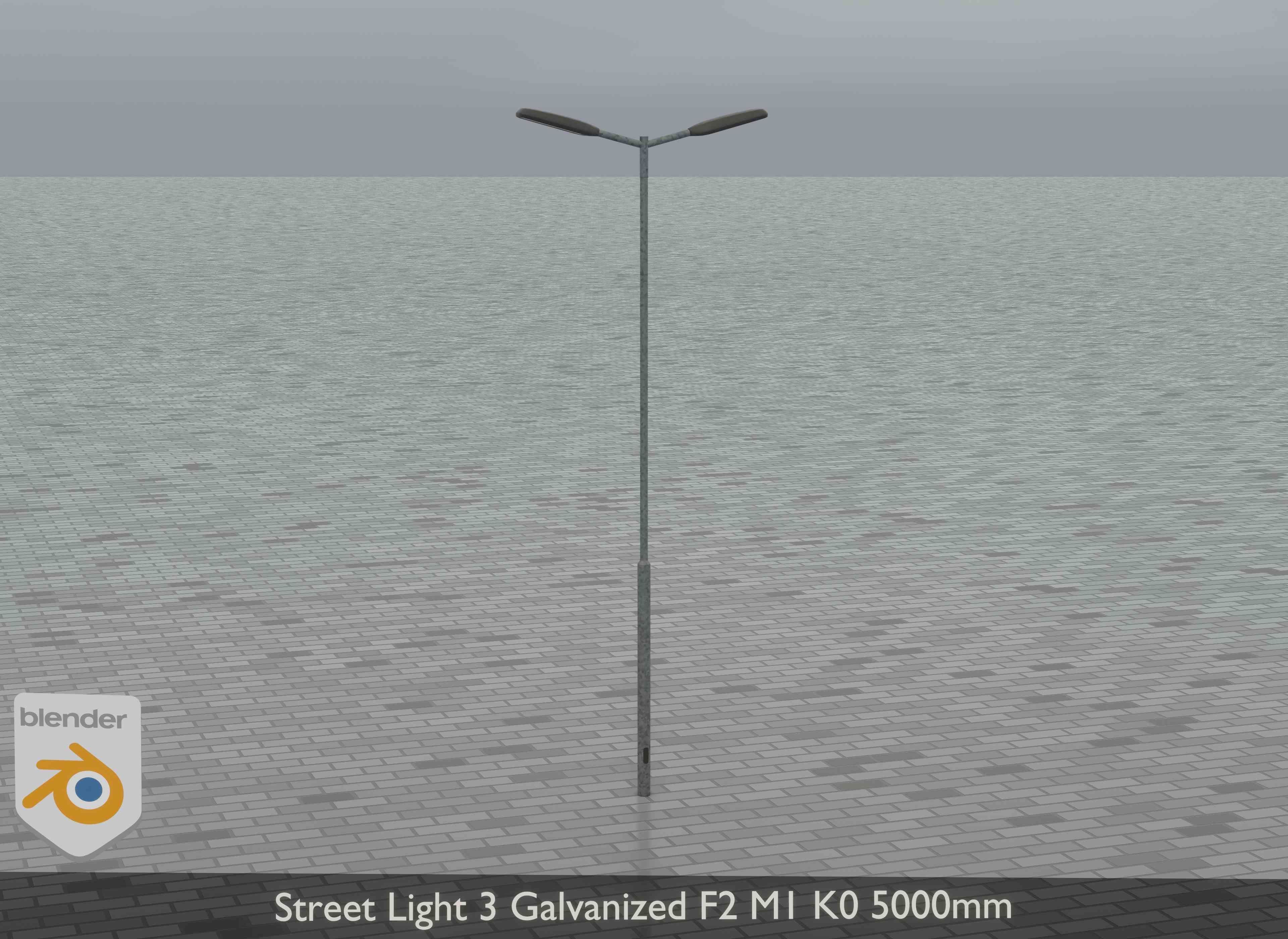 Street Light 3 Galvanized F2 M1 K0 5000mm Low-poly 3D model_8