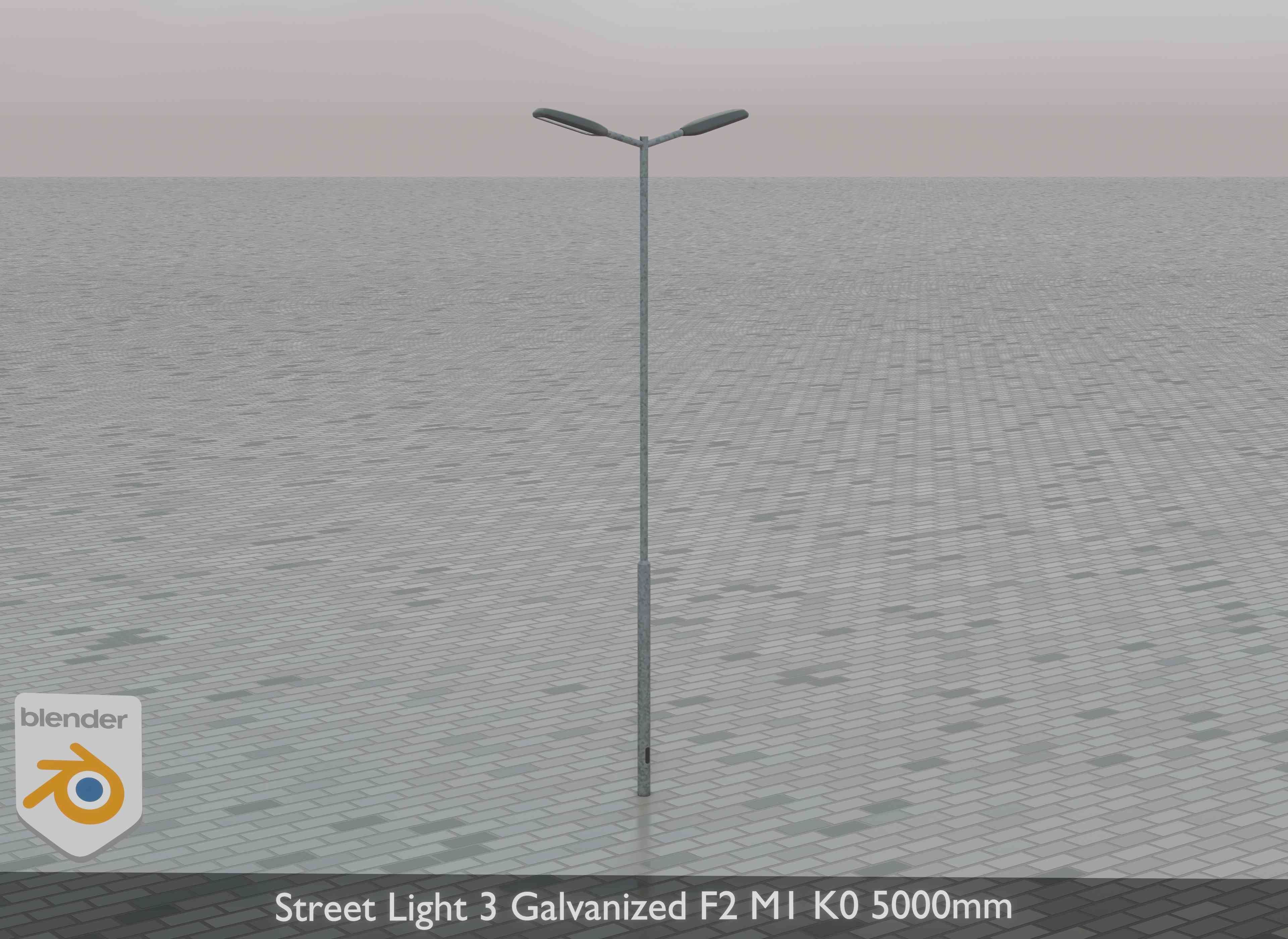Street Light 3 Galvanized F2 M1 K0 5000mm Low-poly 3D model_34