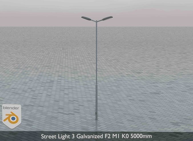 Street Light 3 Galvanized F2 M1 K0 5000mm Low-poly 3D model 3